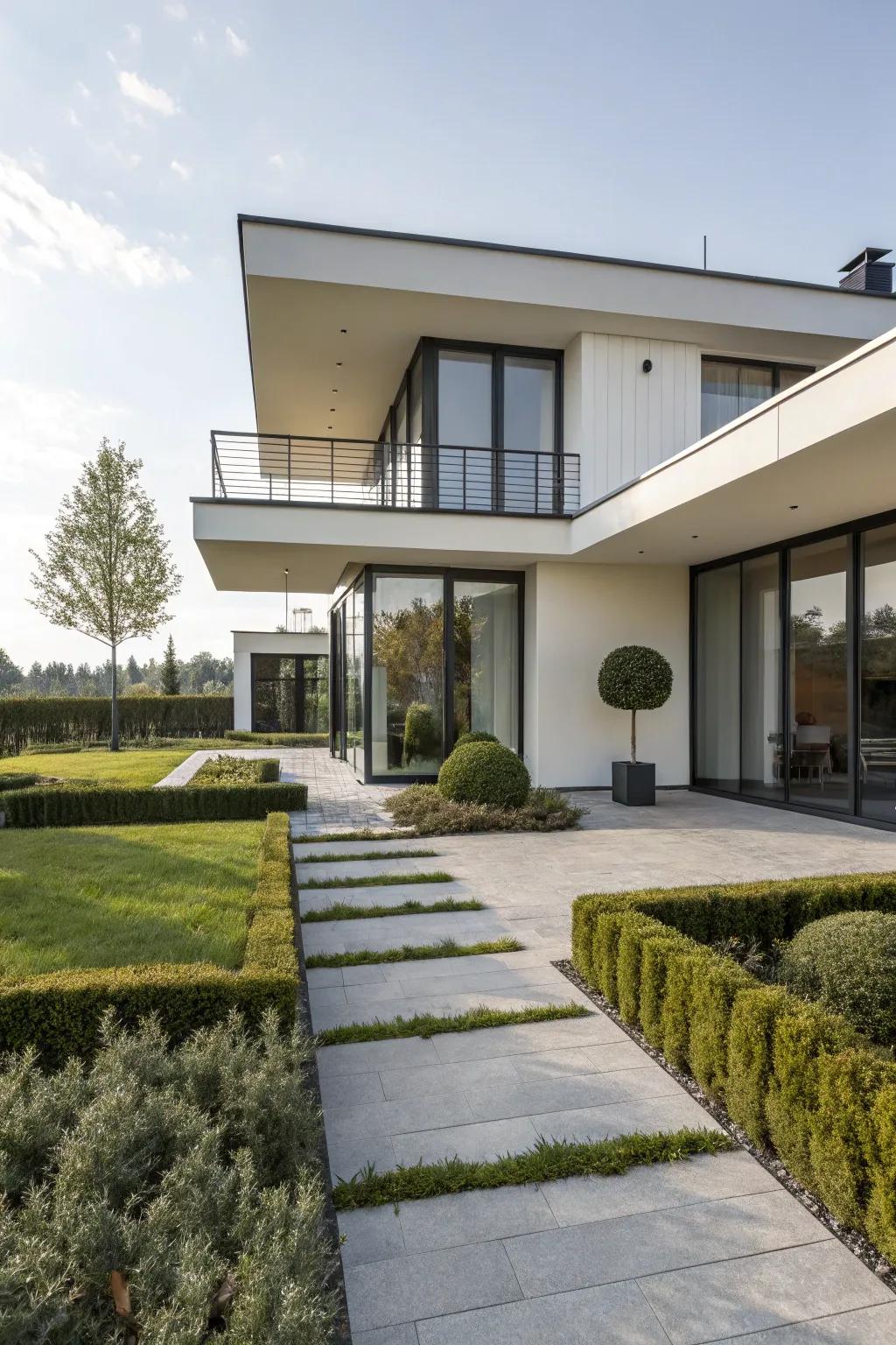 A contemporary home featuring sleek, clean lines and minimalist siding.
