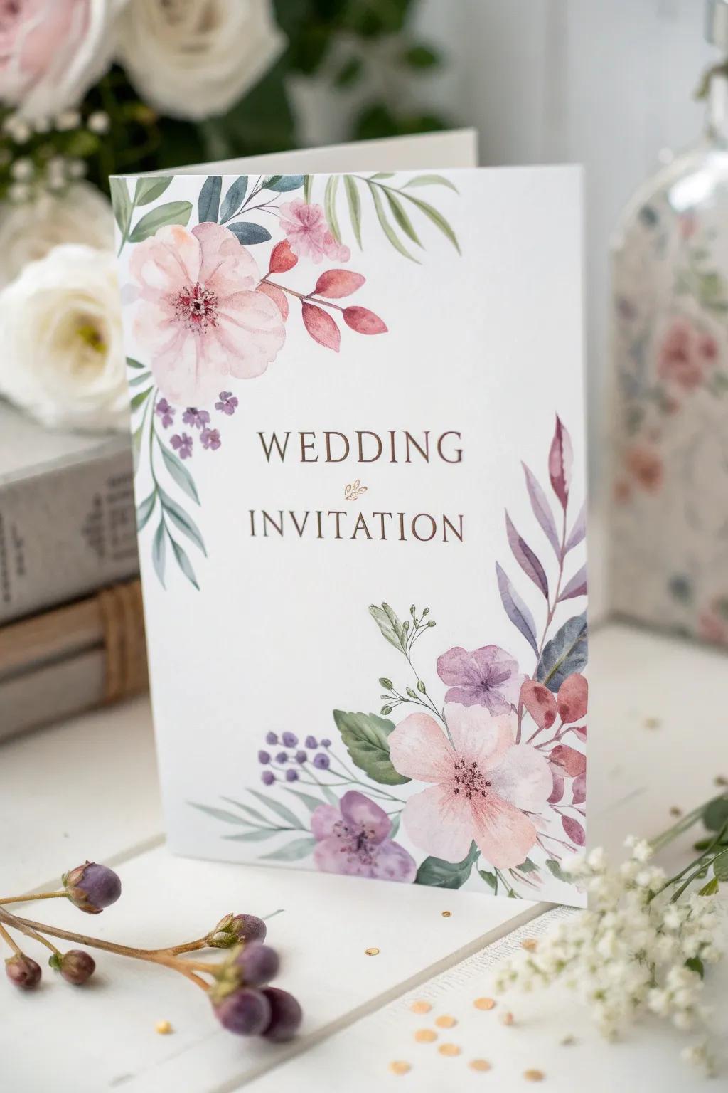 Botanical designs bring a natural feel to wedding invitations.