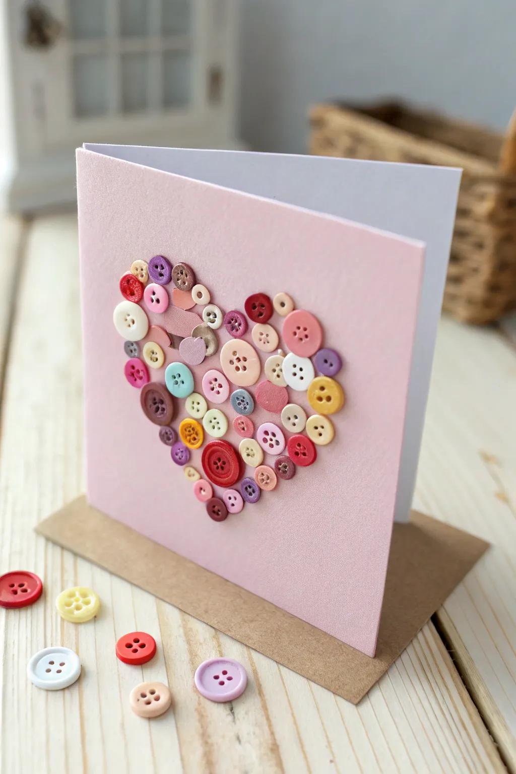 Made with affection: A charming ornamental disc heart for a one-of-a-kind Valentine's card.