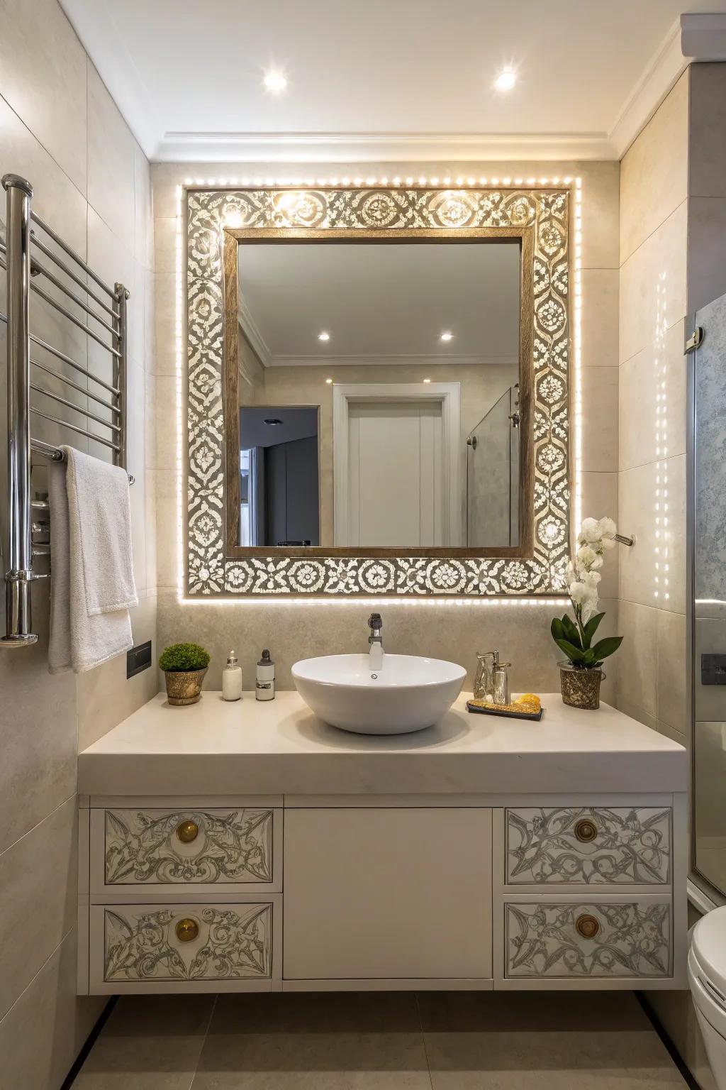 A statement mirror enhances the sense of space and adds character.