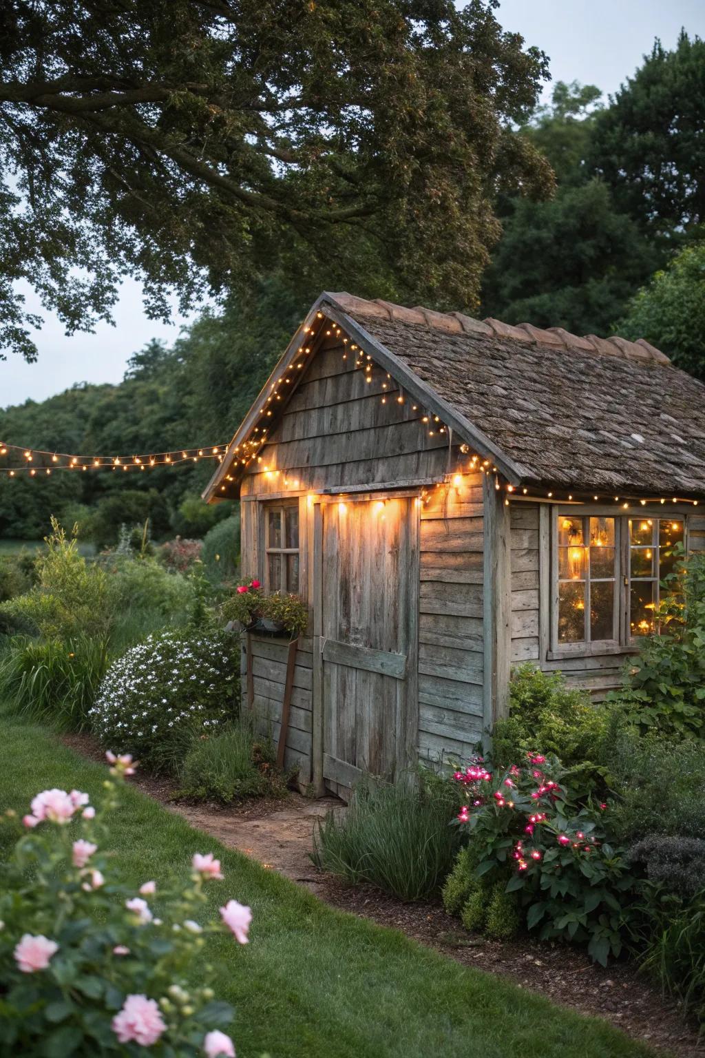 Cultivate a snug environment with a country-style garden structure.