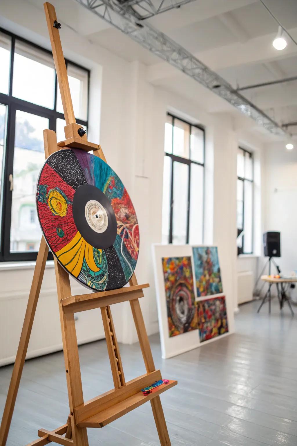 Redesign vinyl circles into distinctive artwork with a burst of color.