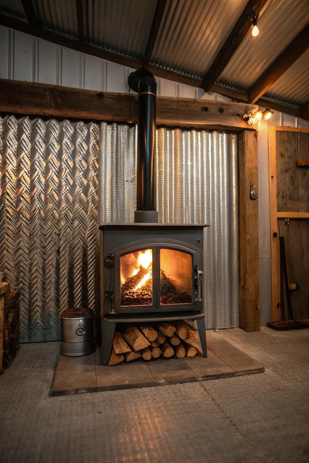 Metal paneling provides a sleek, modern edge to your living space.