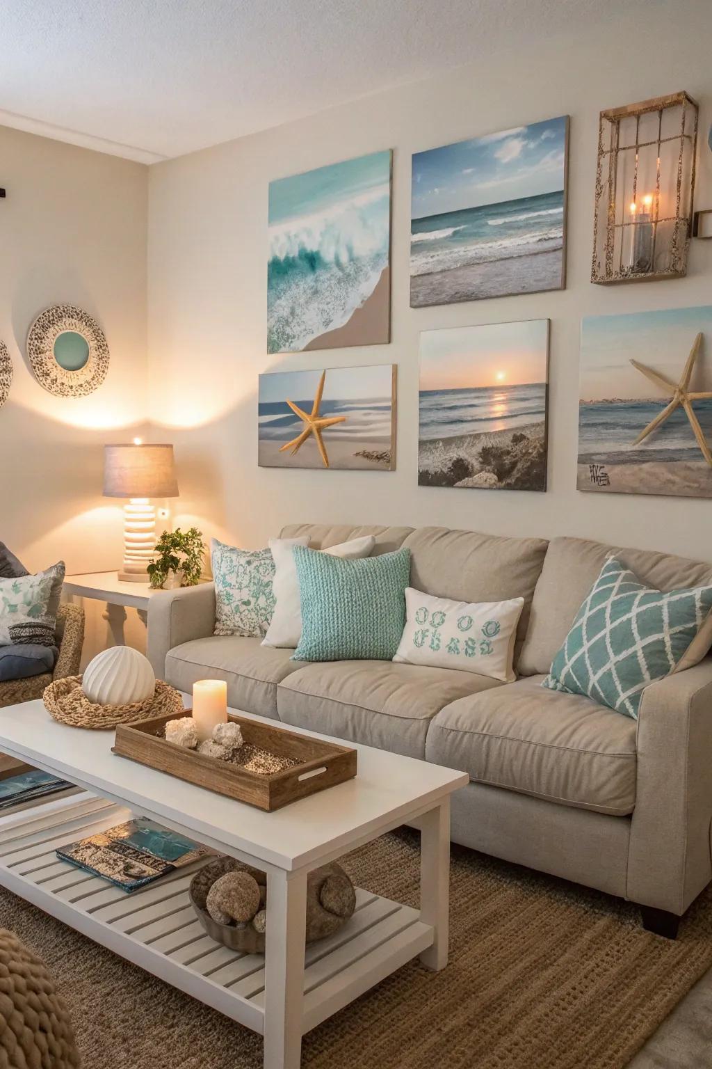 Themed wall art brings a sense of balance to your living area.