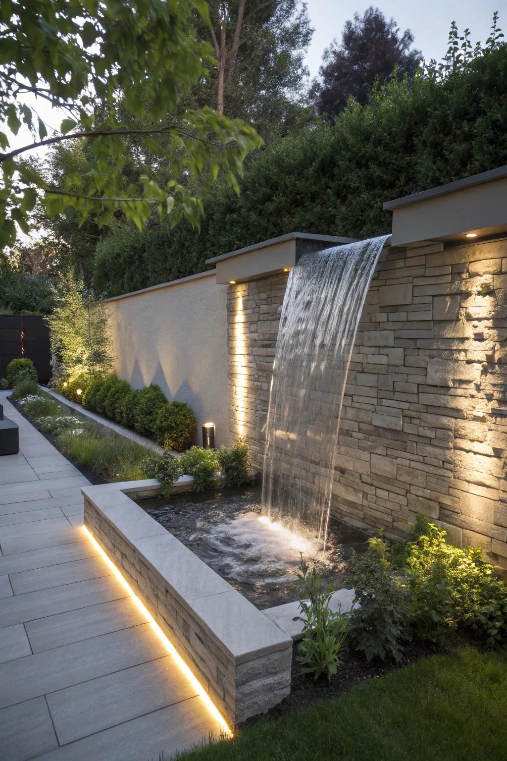 Surface-mounted water features contribute a contemporary element to any area.