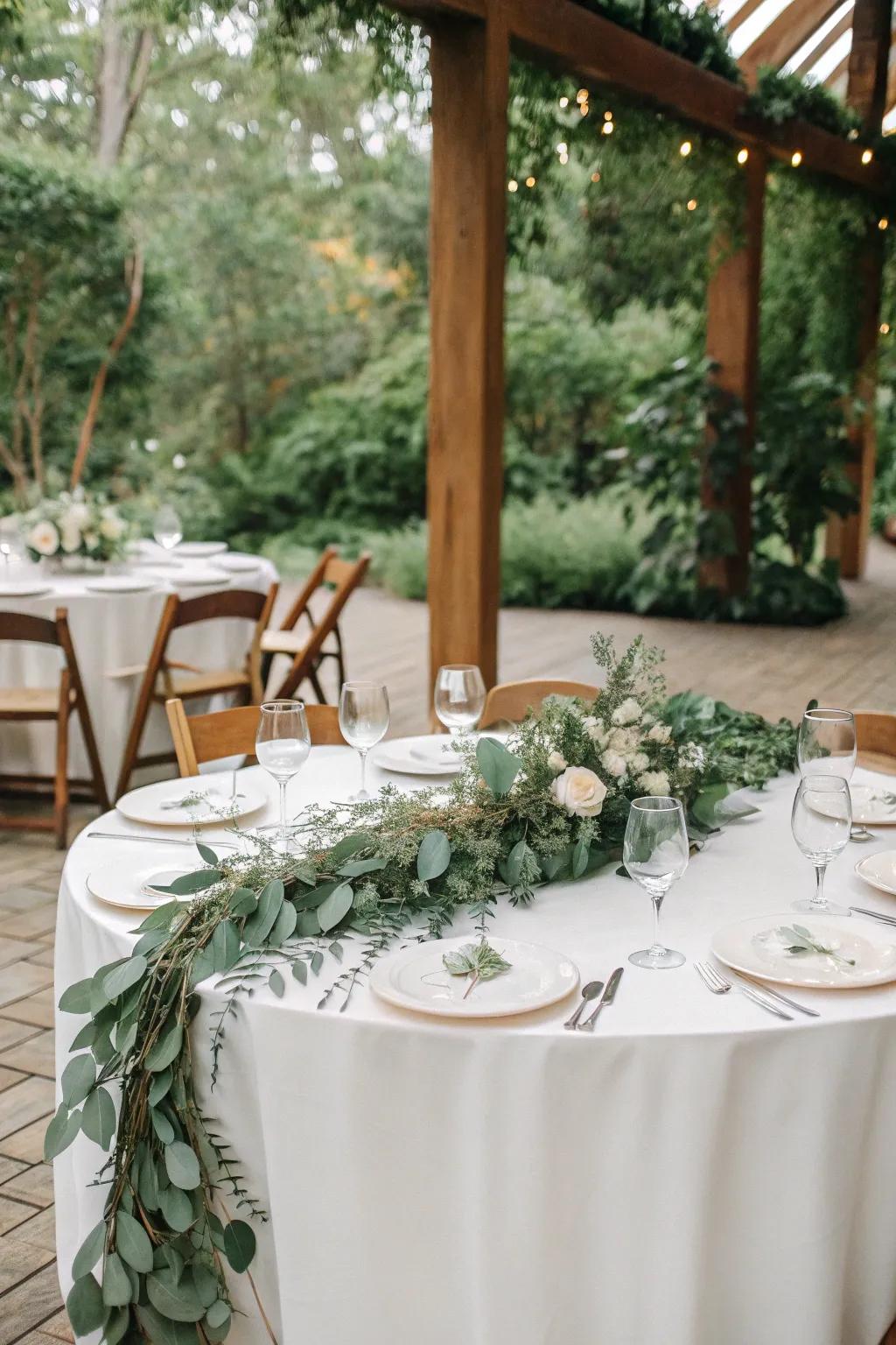 A revitalizing eucalyptus garland introduces natural sophistication to your tablescape.