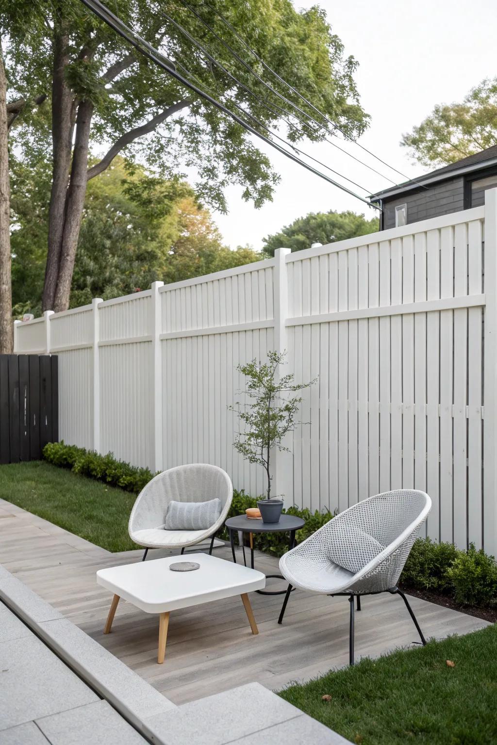 A vertical slat fence gives a modern vibe to any outdoor space.