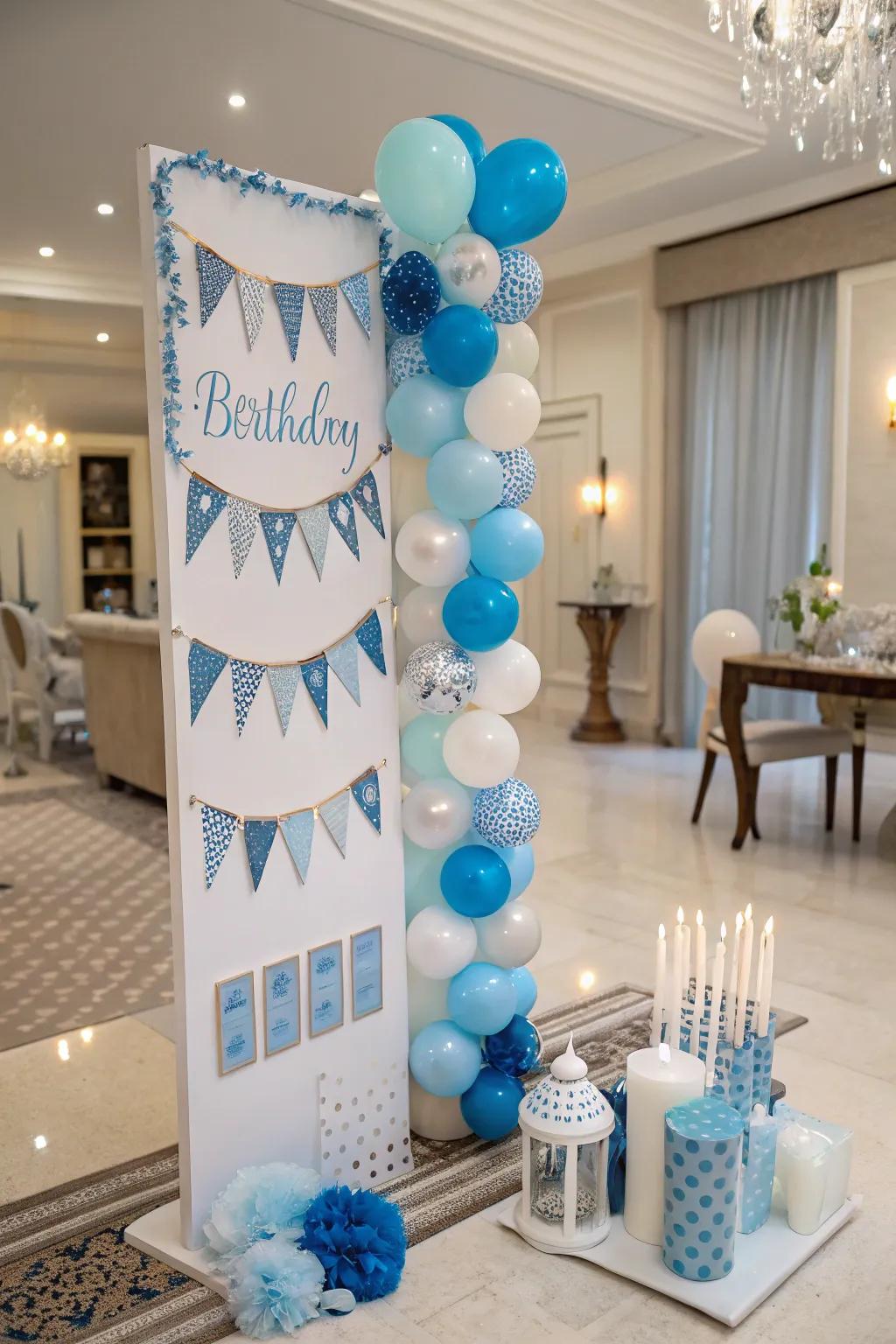 Embrace the serene atmosphere of winter with a blue and white palette.