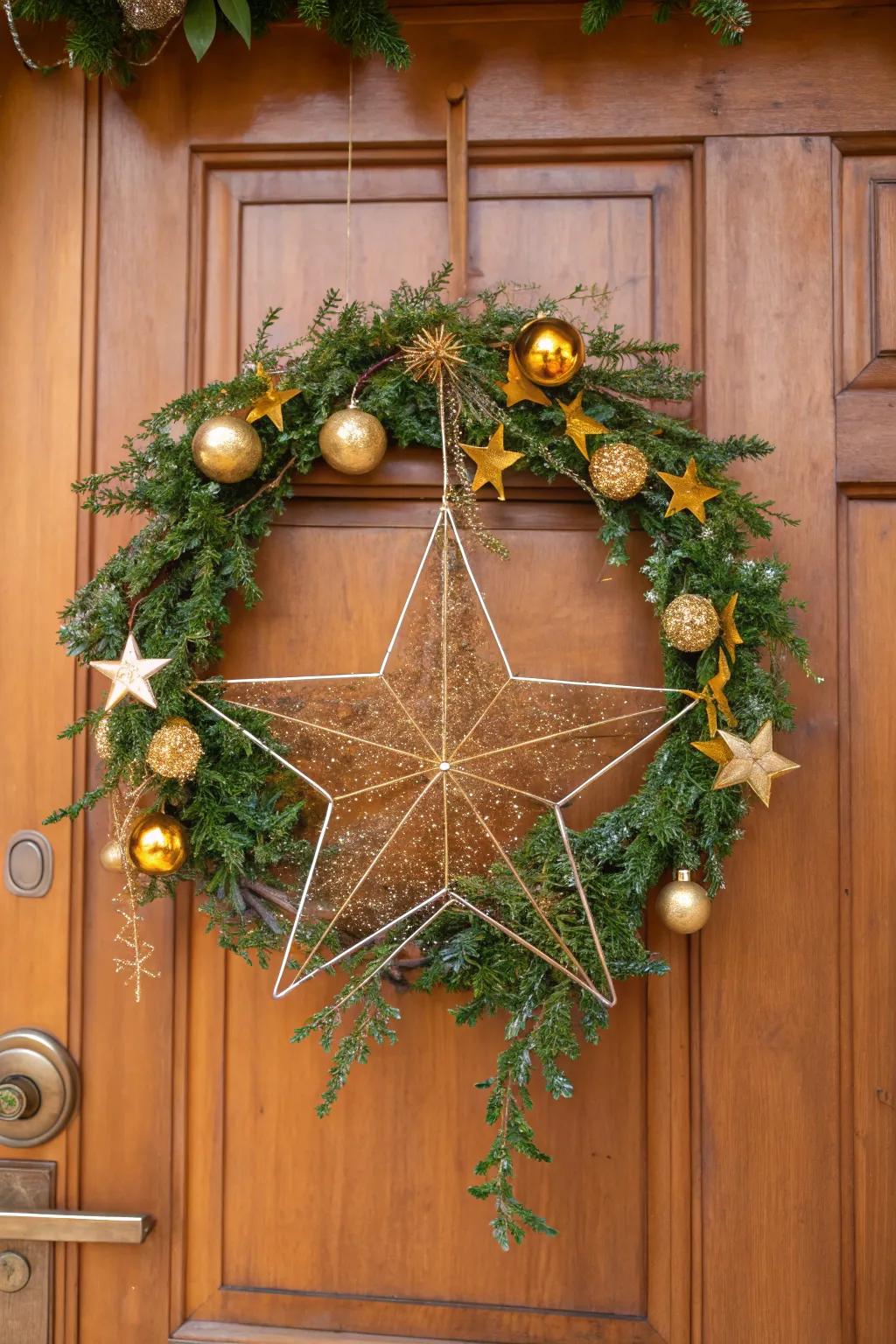 Spread holiday joy with a festive Christmas star wreath.