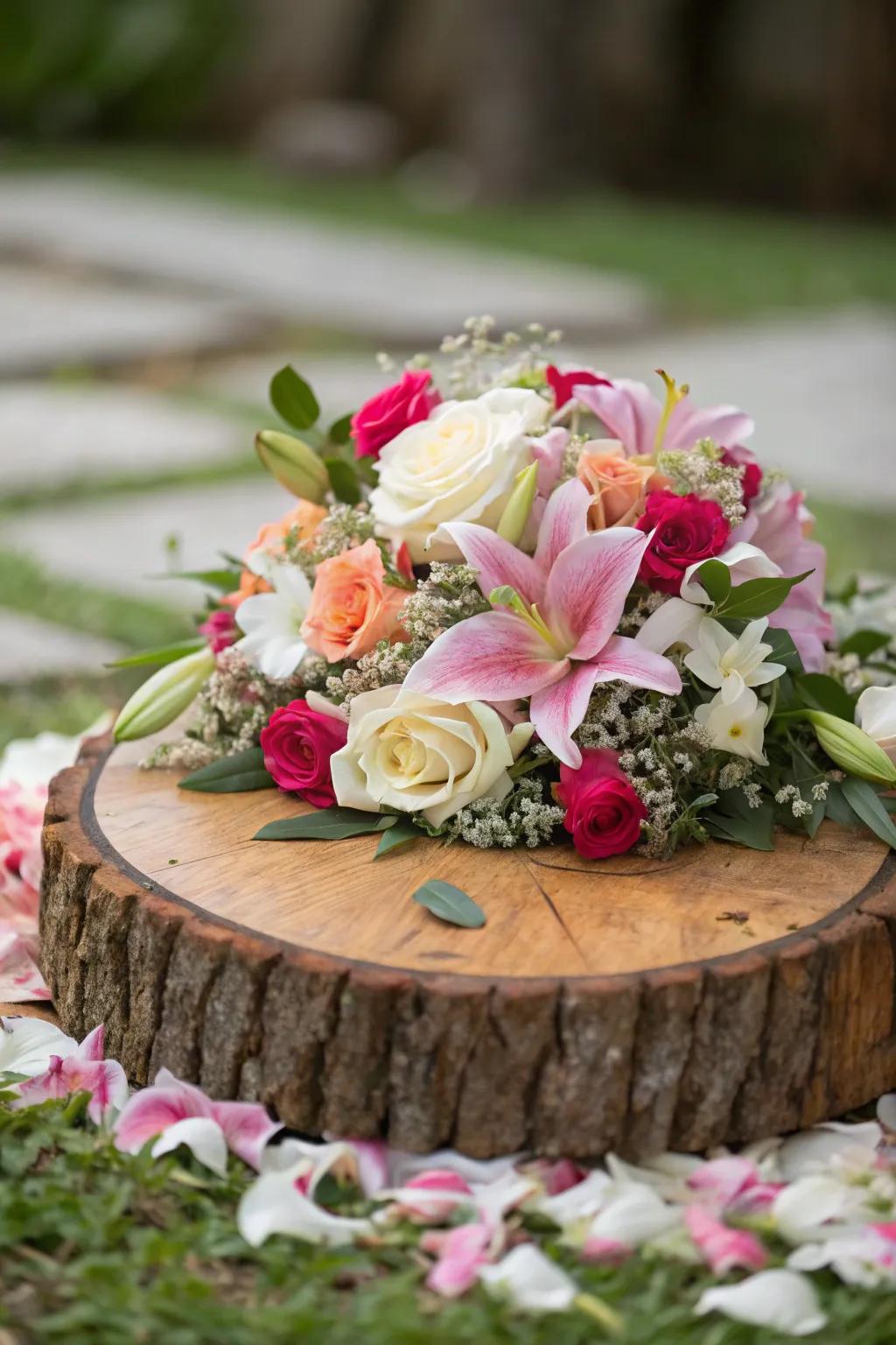 Bring the beauty of blooming flowers into your home with floral wood circle art.