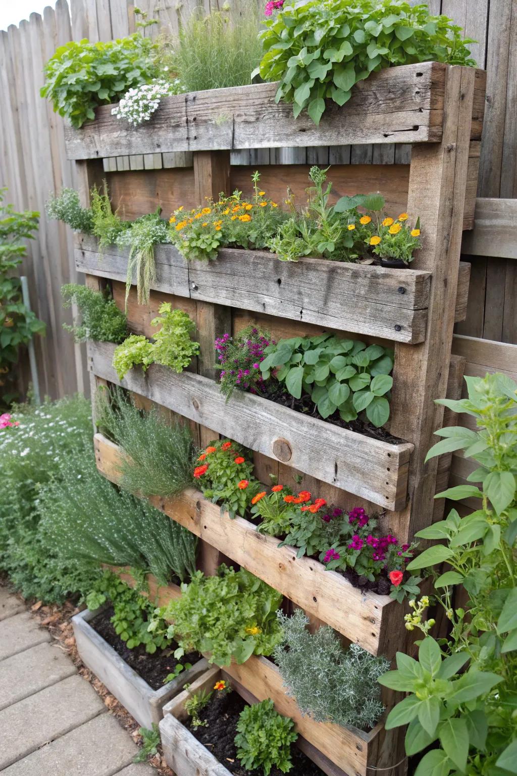 Give pallets a new life as stylish vertical planters.