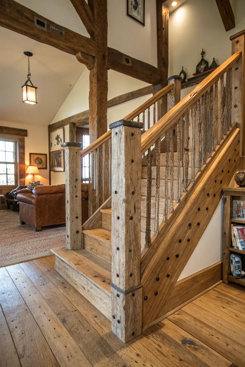 Vintage charm: special railing made of repurposed wood.