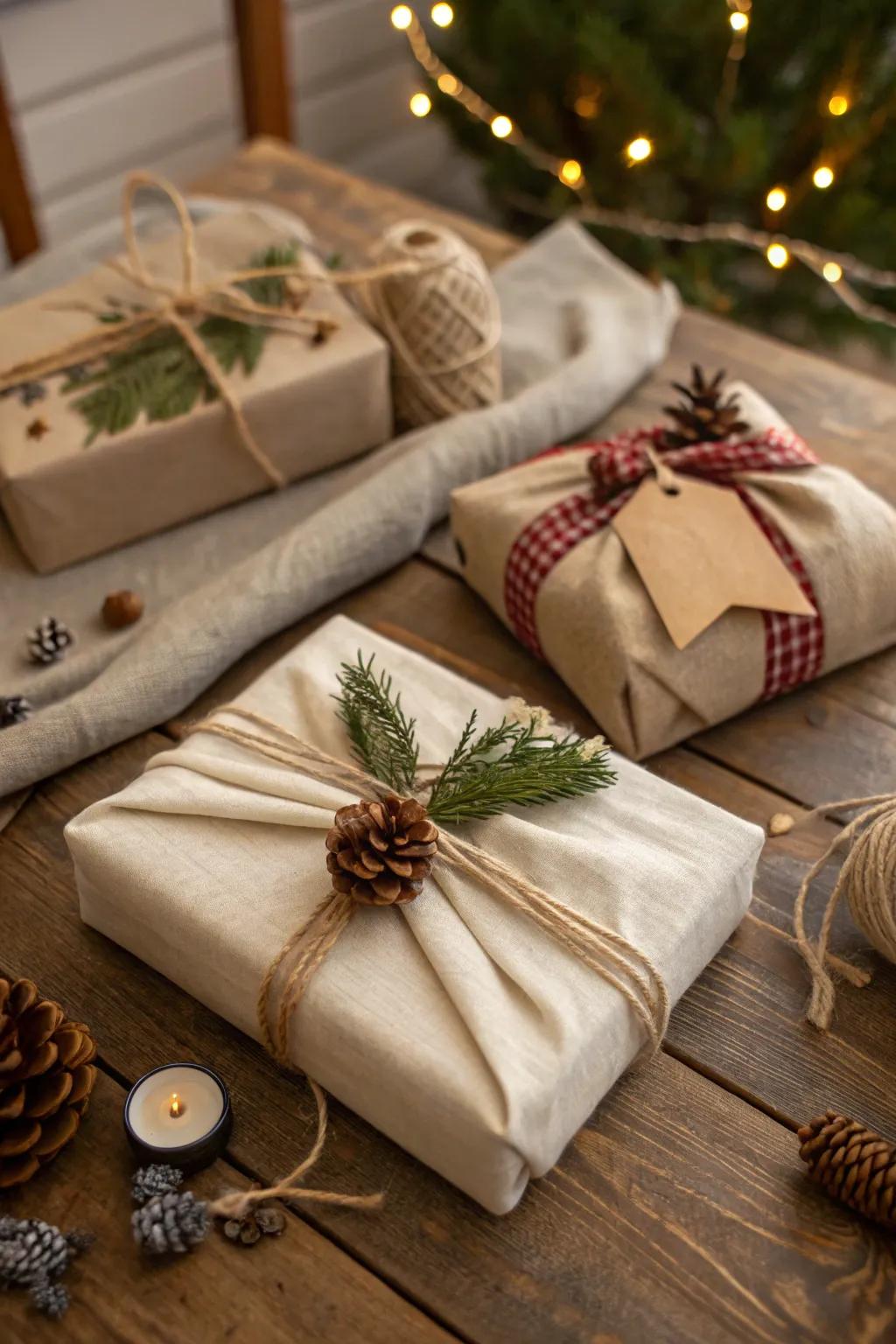 Sustainable and elegant present wrap ideas.