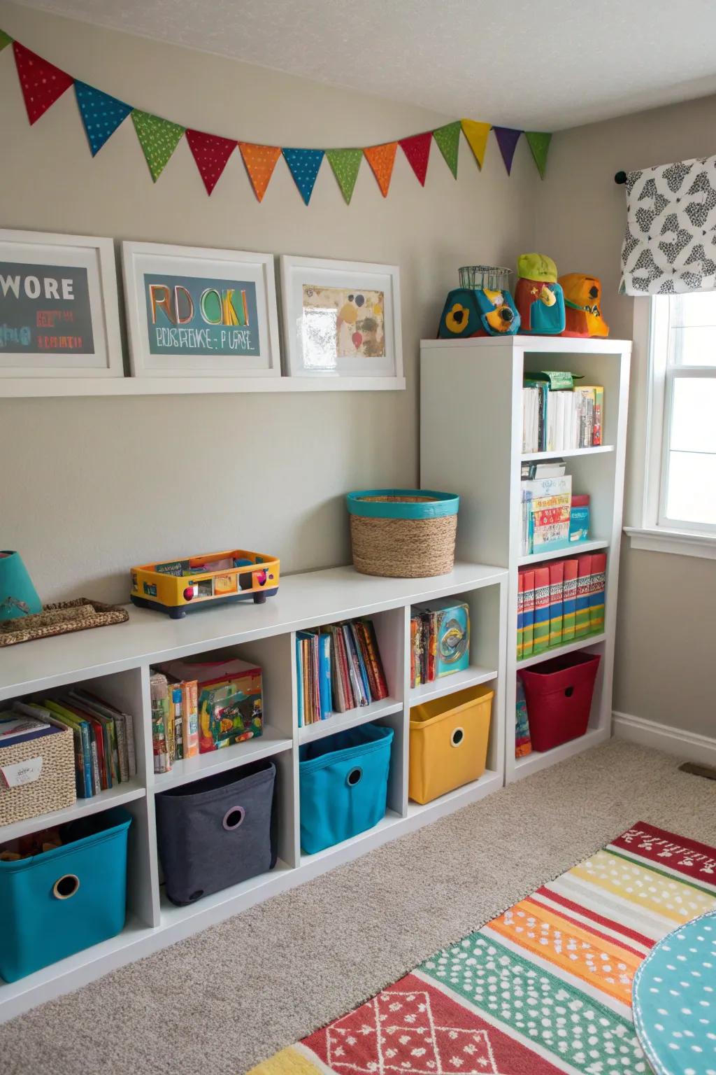 Ingenious storage options keep a boy's room clutter-free and organized.