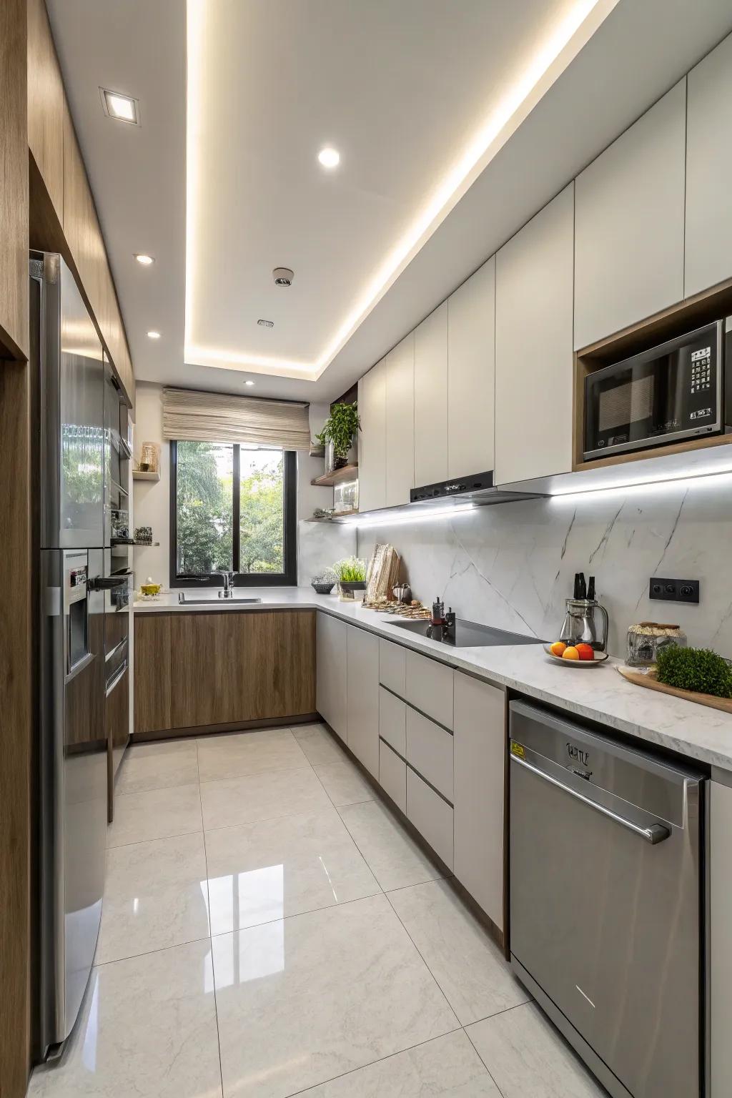 Built-in appliances offer a smooth and seamless kitchen look.