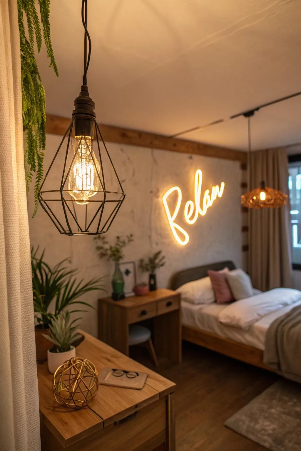 Creative lighting solutions create a modern and welcoming ambiance