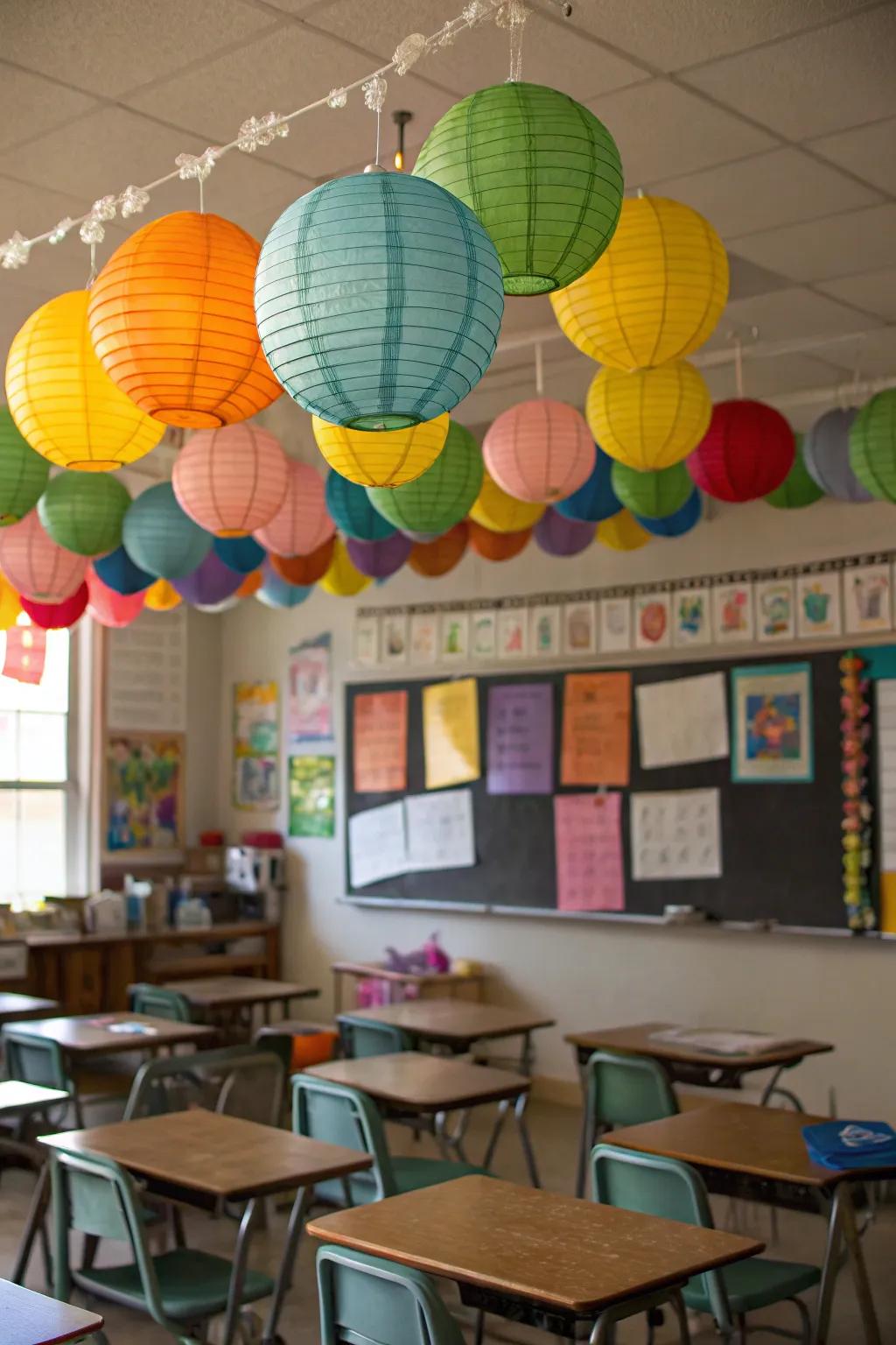 Whimsical globes adding magic to a classroom setting