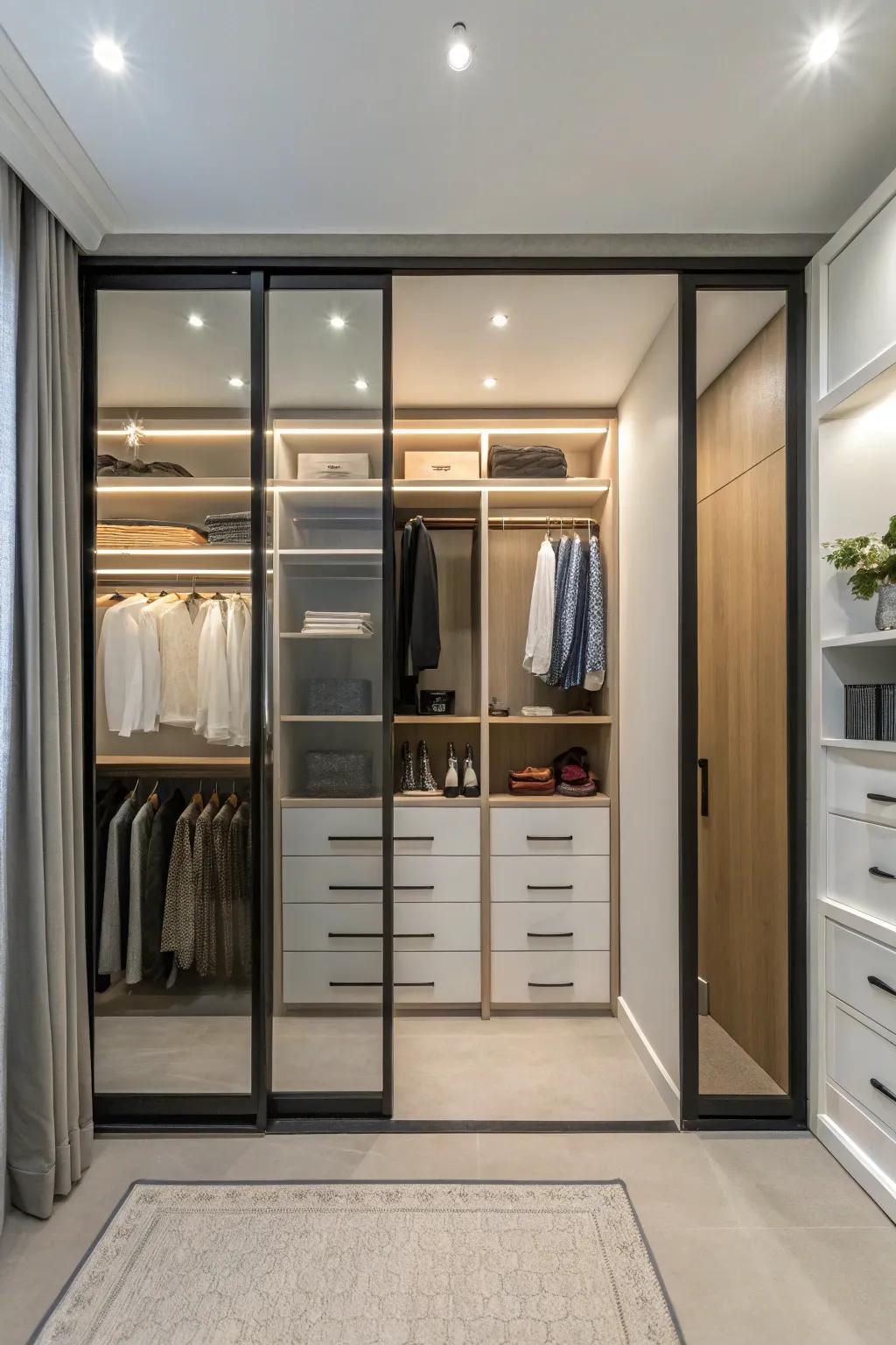 Sliding doors merge aesthetics with practicality.