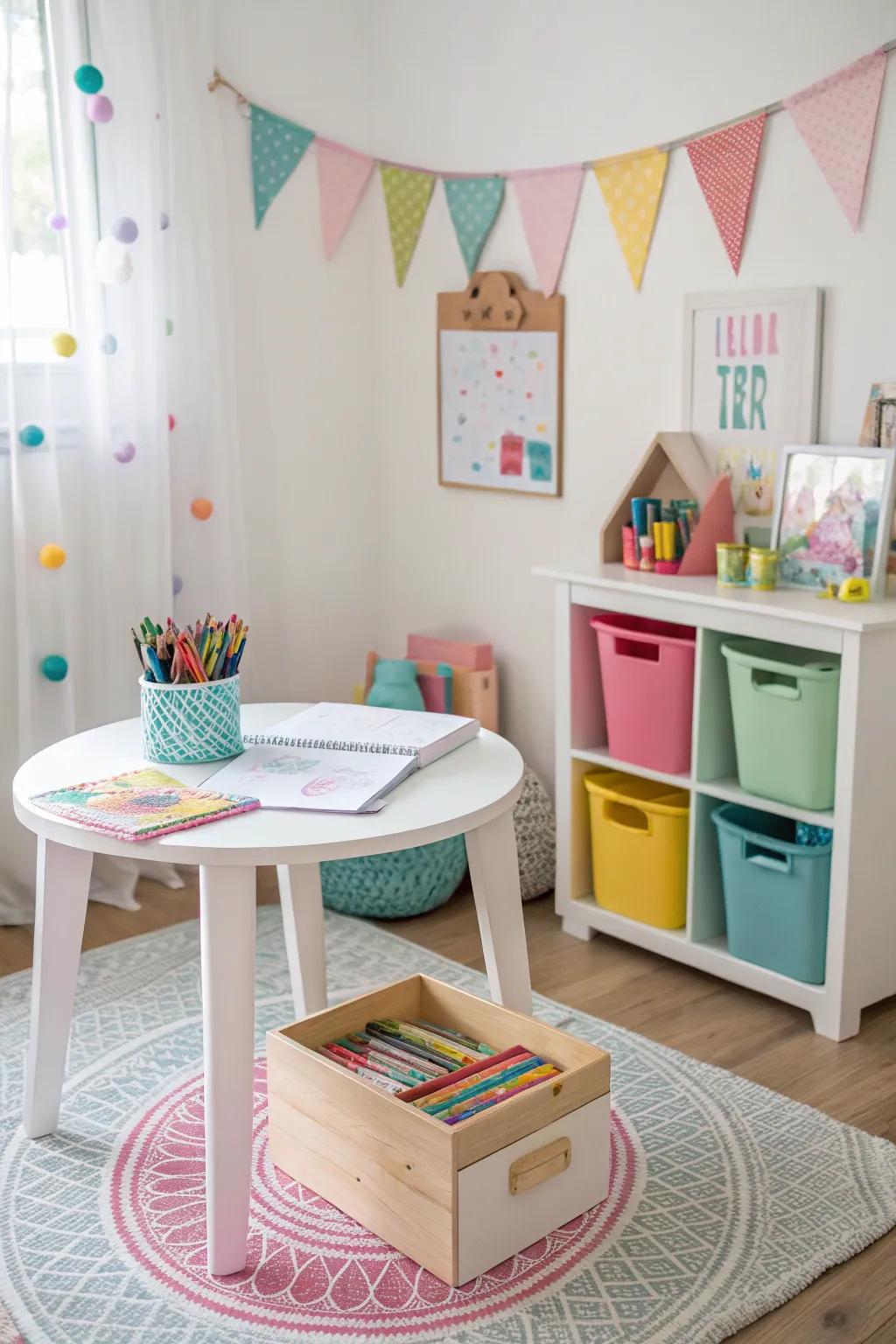 A creative craft corner that gets kids to show their artistic side.