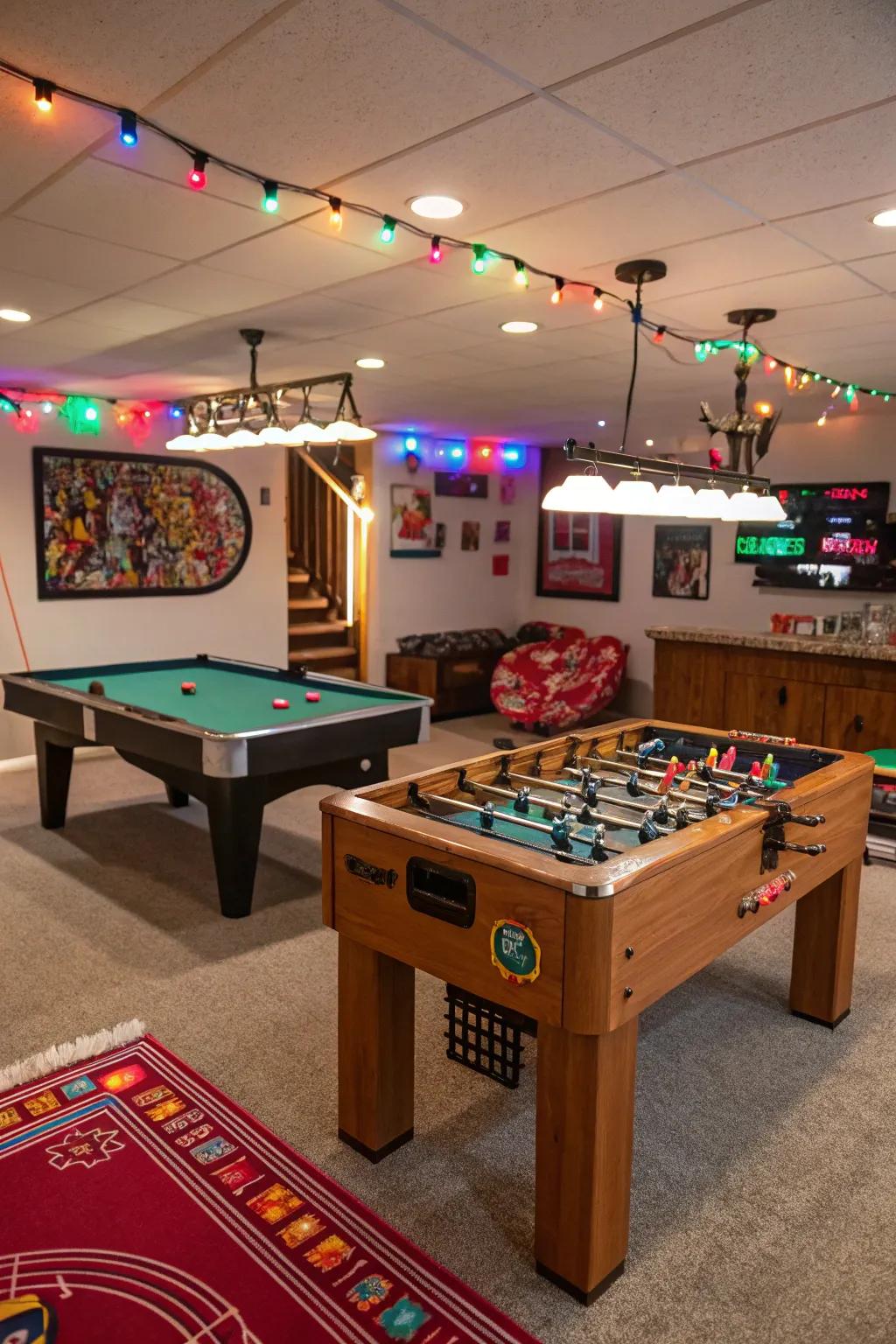 Establish a lively recreation room for continuous amusement and entertainment.