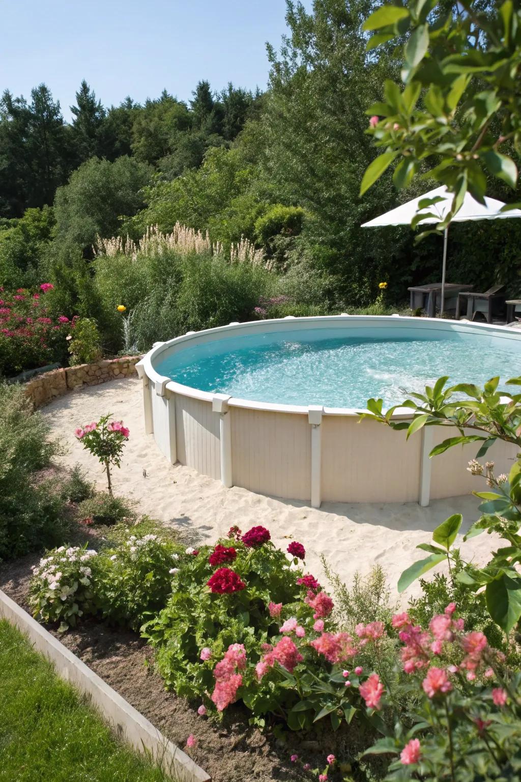 Sand creates a cozy and appealing foundation for your pool.