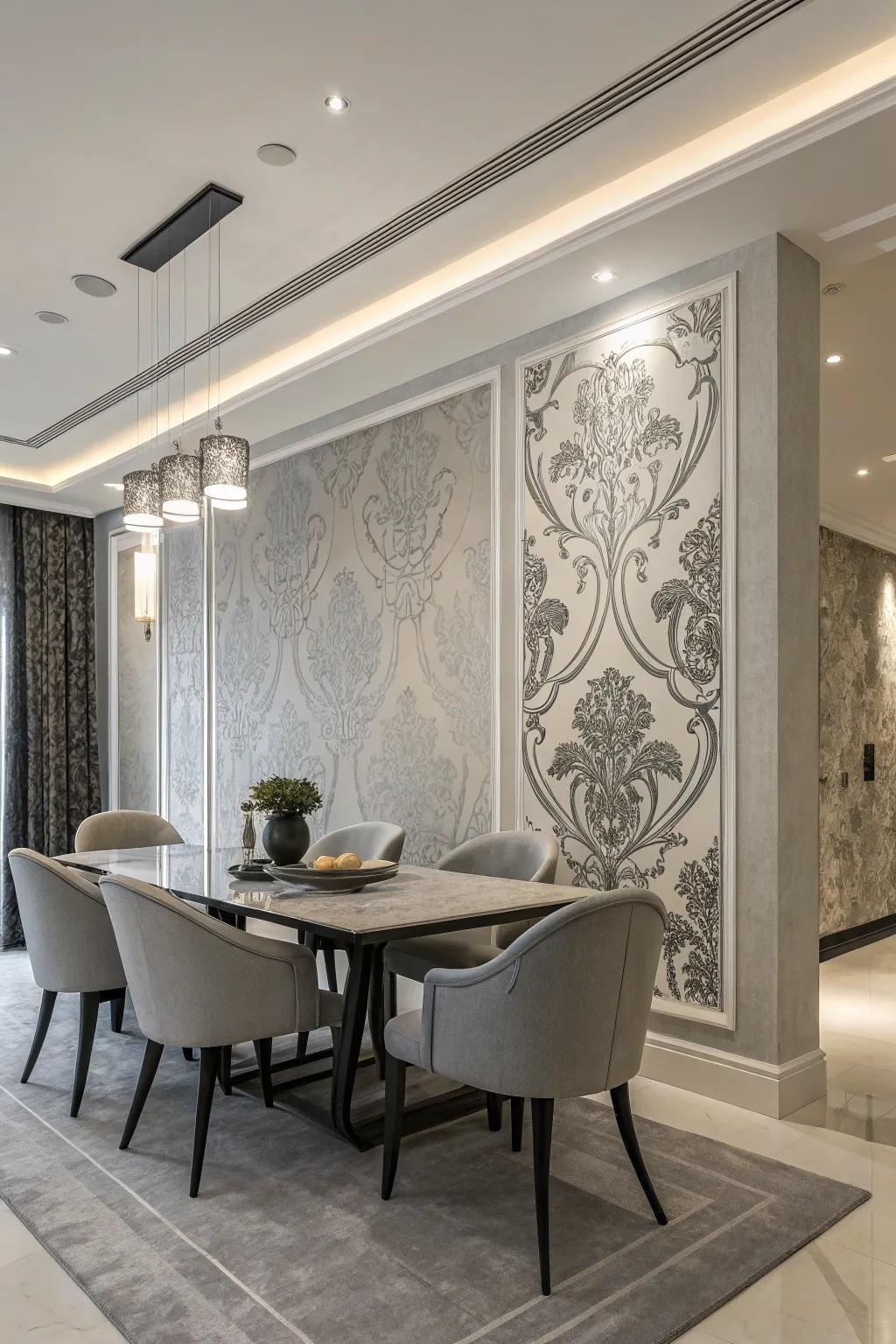 Attain subtle elegance with monochrome murals.