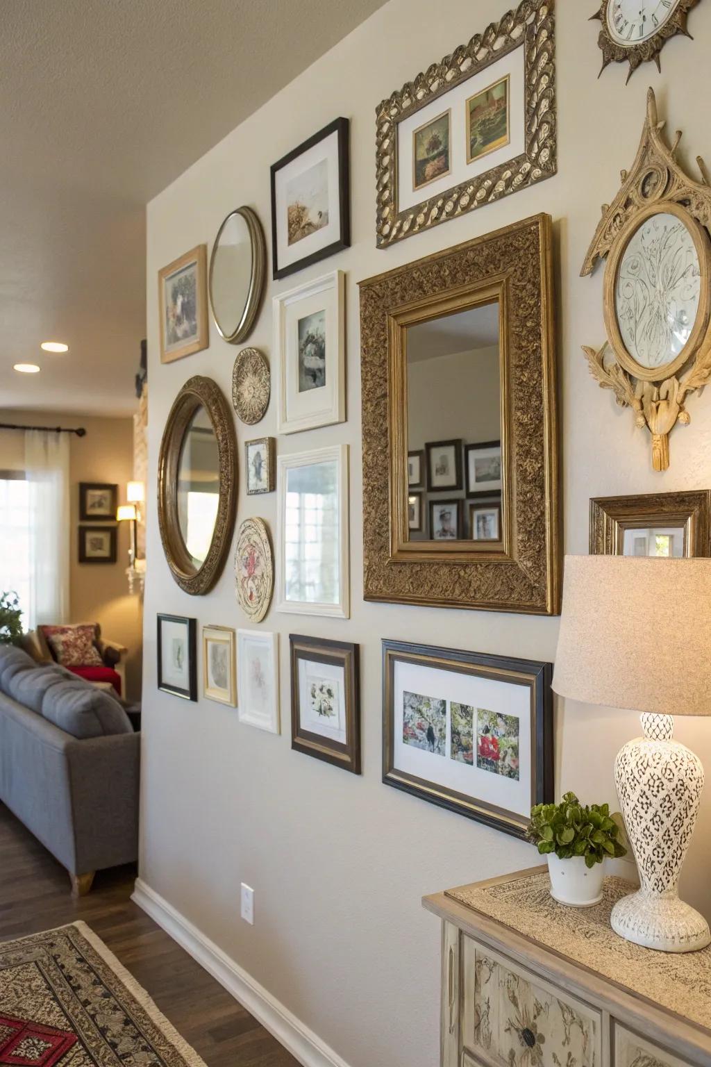 Create an impressive divider display utilizing crafts and reflectors.