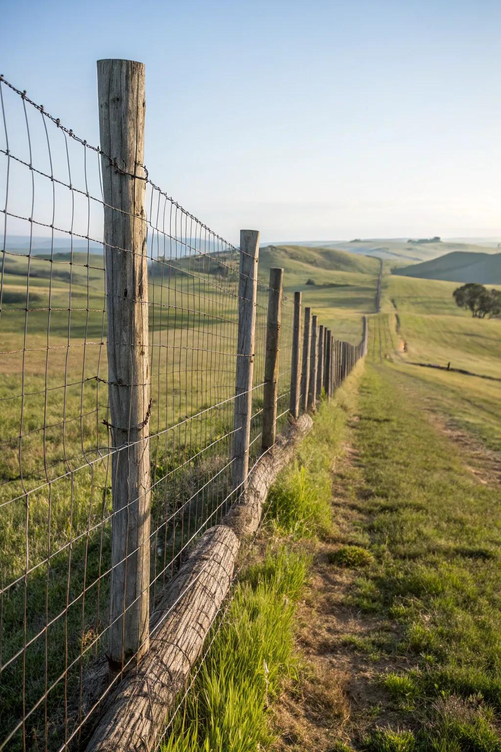 Wire mesh fencing is practical and integrates into the scenery.