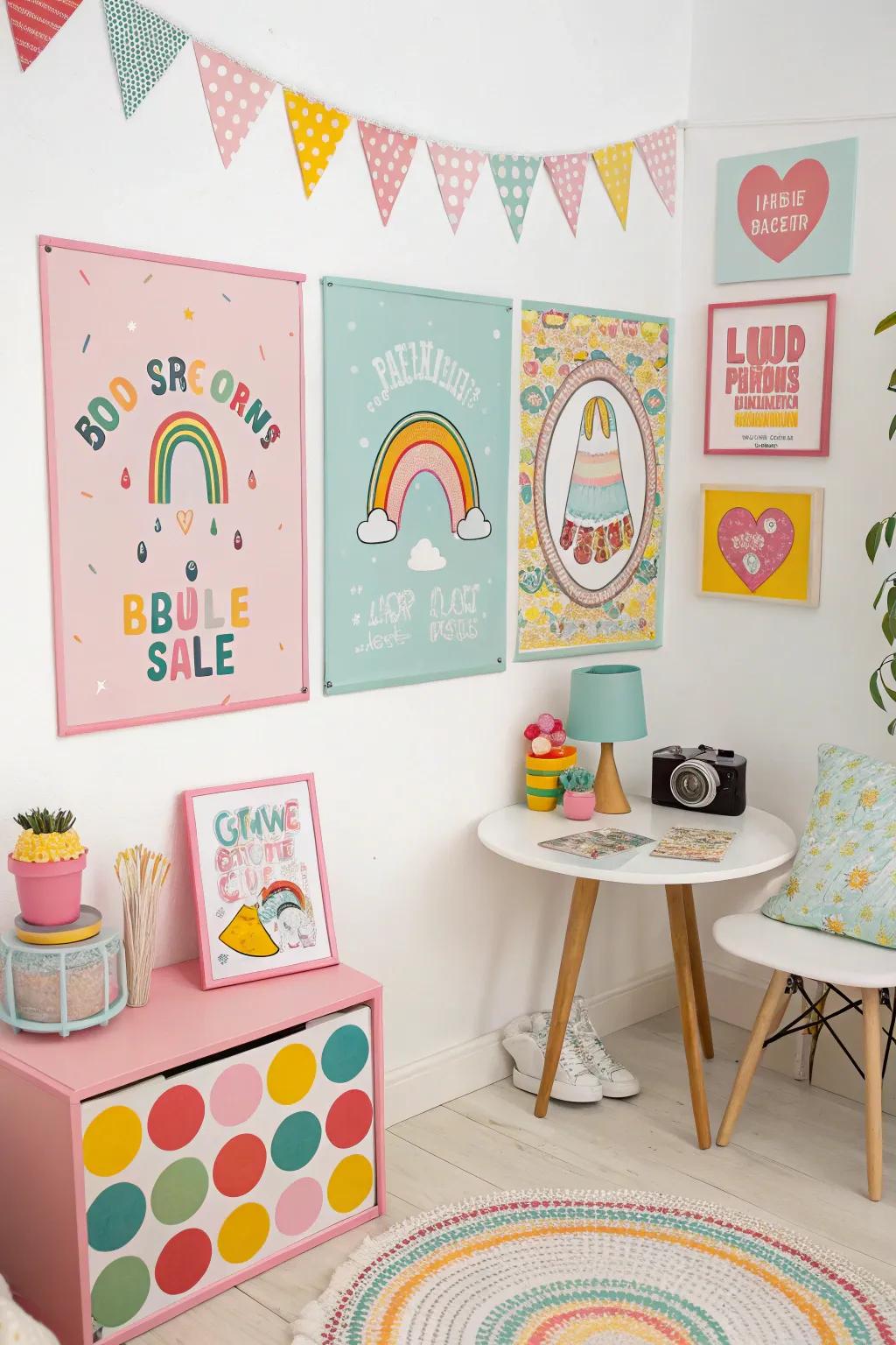 Incorporate a playful vintage vibe to your space with nostalgic art.
