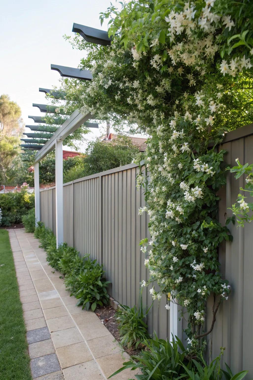 Pergolas enhance the sophistication of aluminum fencing.
