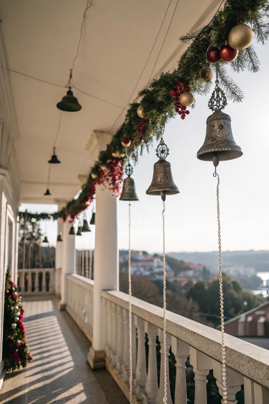 Suspended ornaments create a celebratory and space-conscious decor.