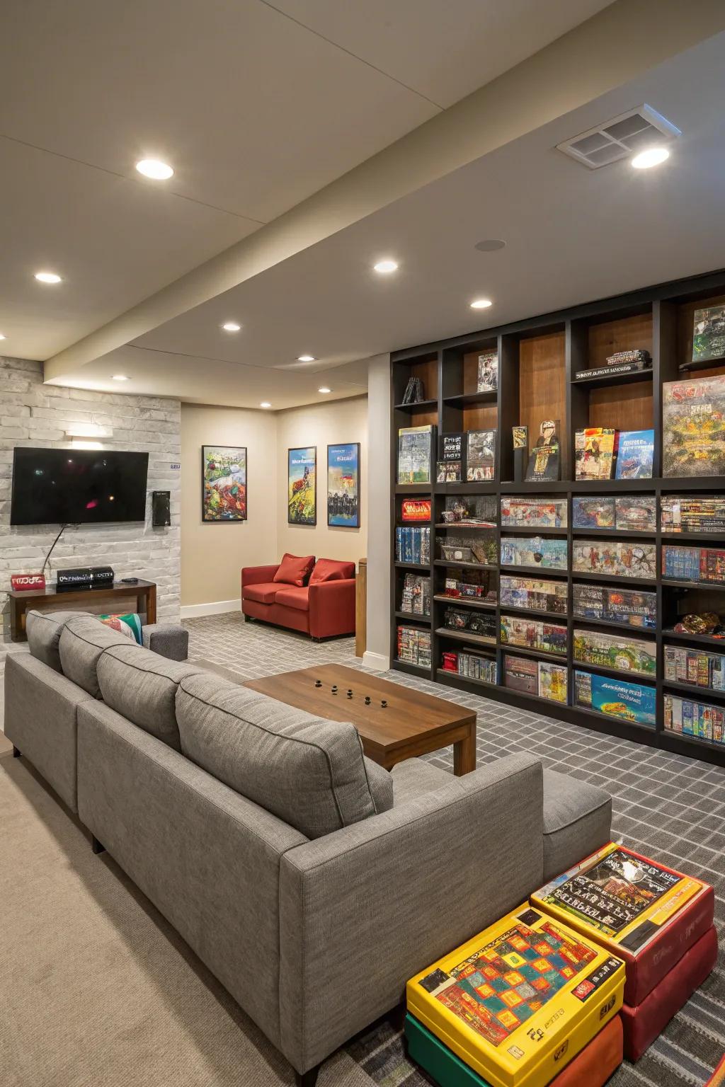 Establishing zones for various activities optimizes area usage within your game room.
