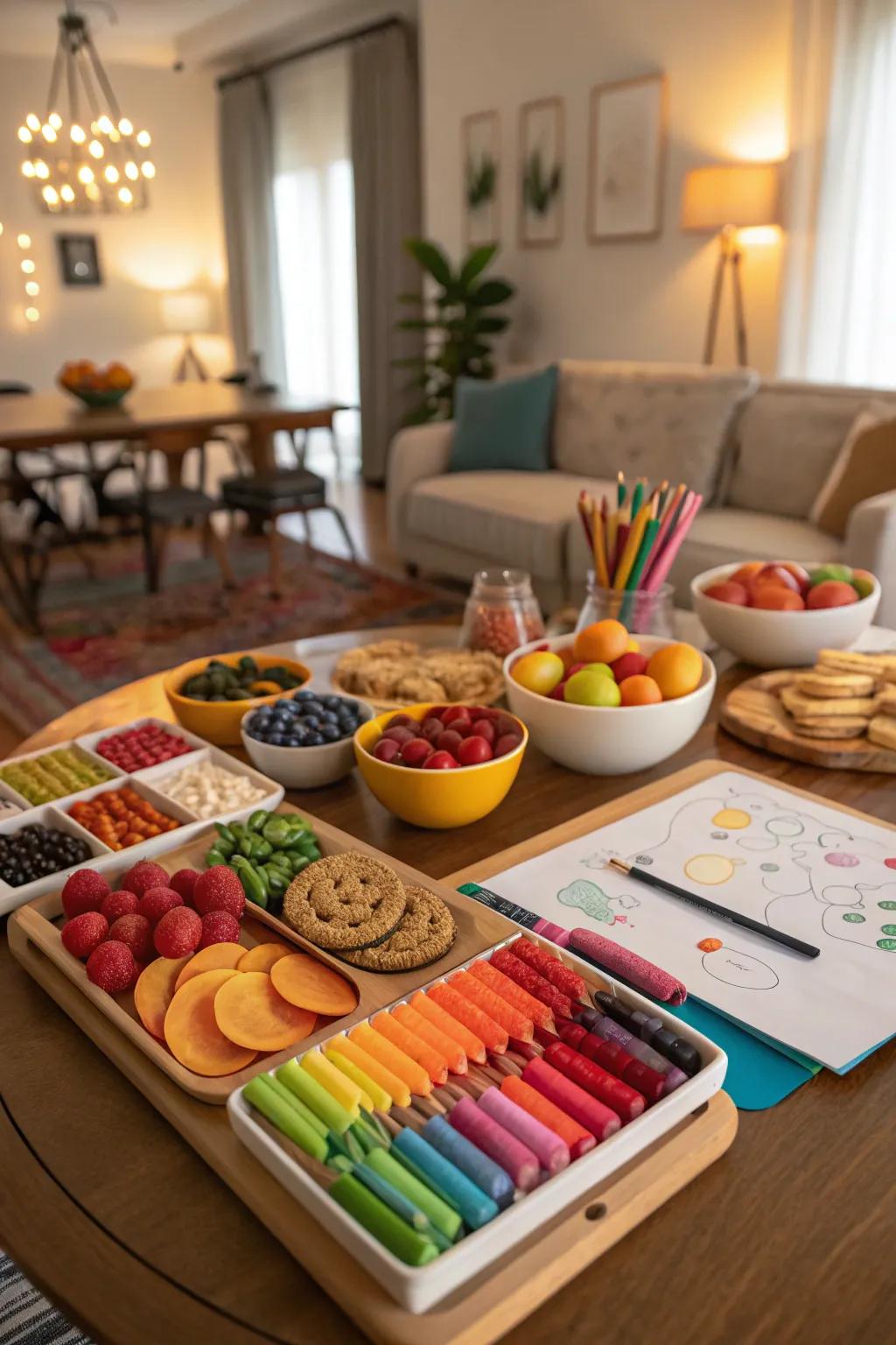 An art-influenced refreshment display featuring innovatively presented delicacies.