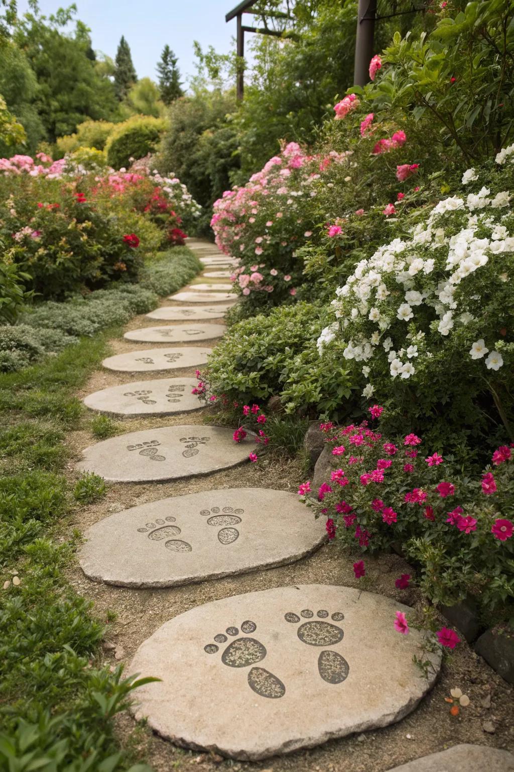 Adorable footprint stones that add charm to any garden.