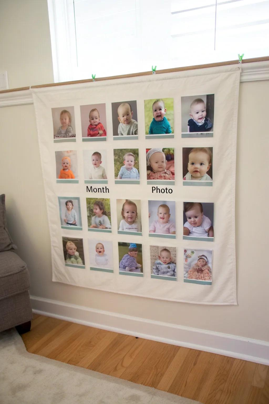 A collage of monthly photos creates a long-lasting keepsake.