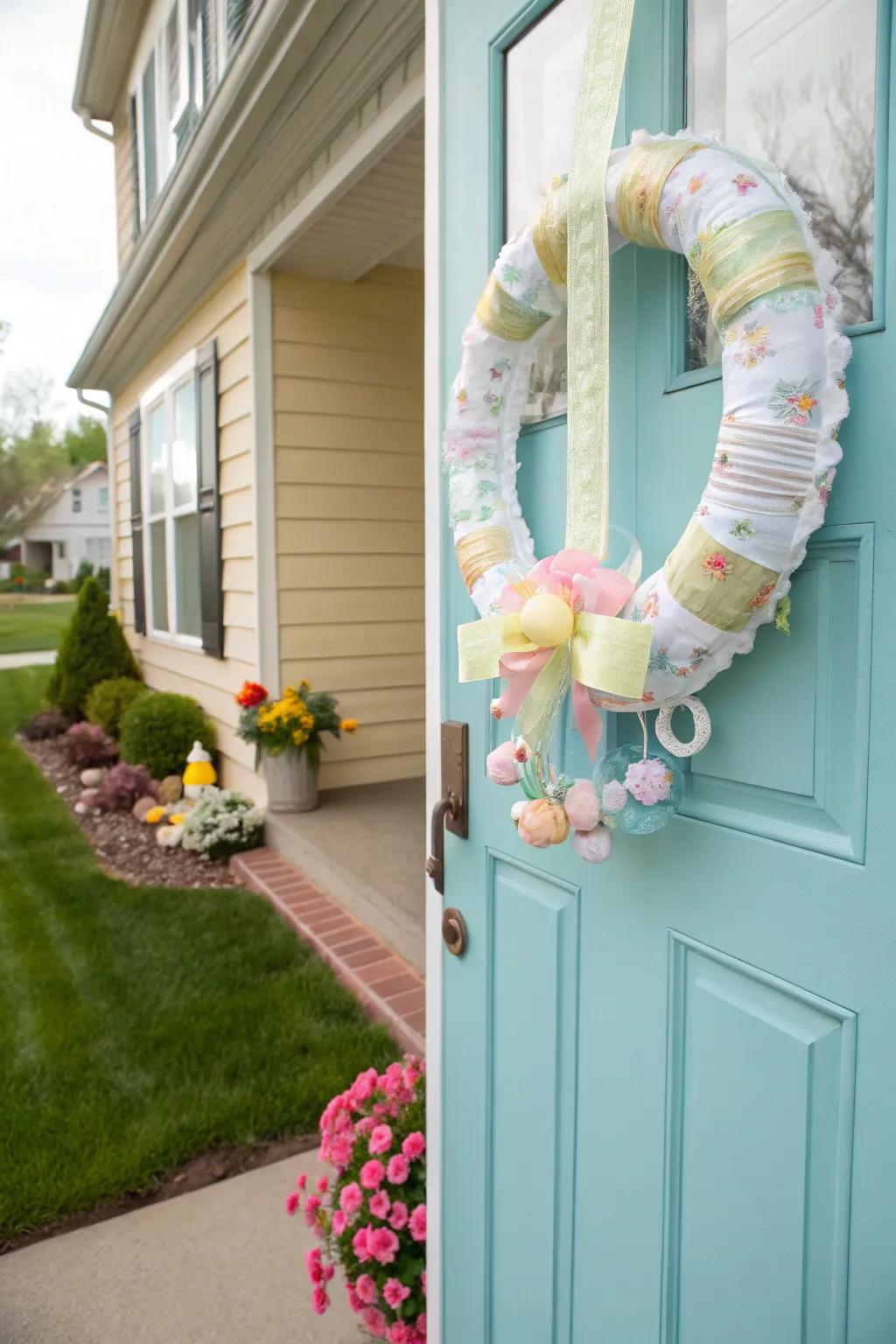An ornamental diaper circle that serves as a useful present.