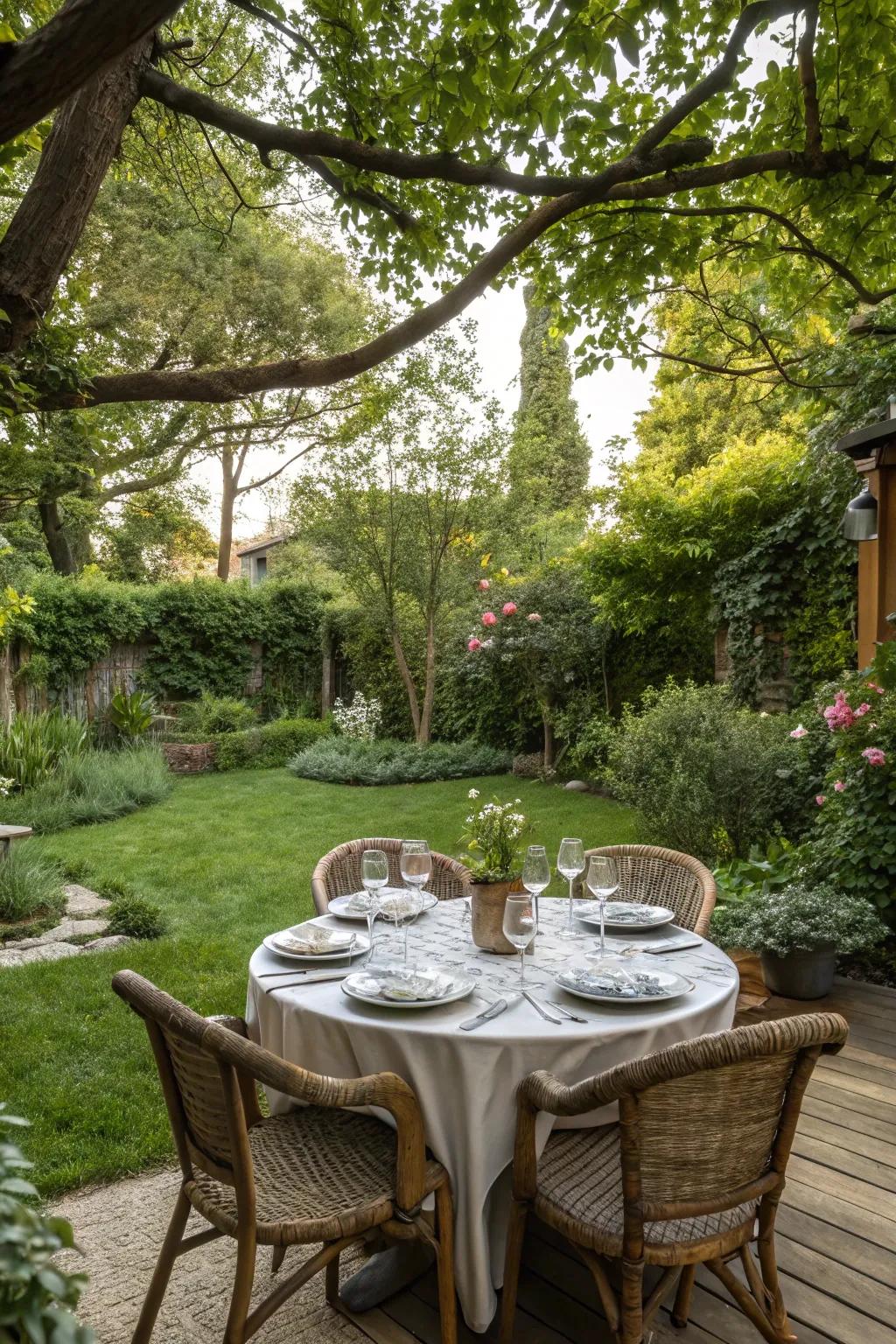 Delight in open-air meals with a designated dining area