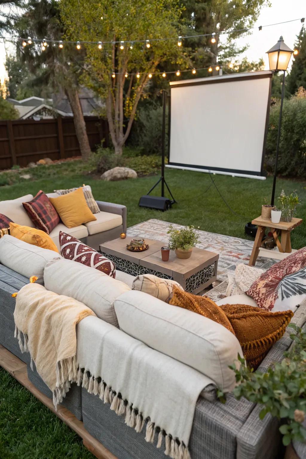 Outdoor sofas and sectionals add sophistication and comfort to your movie night.
