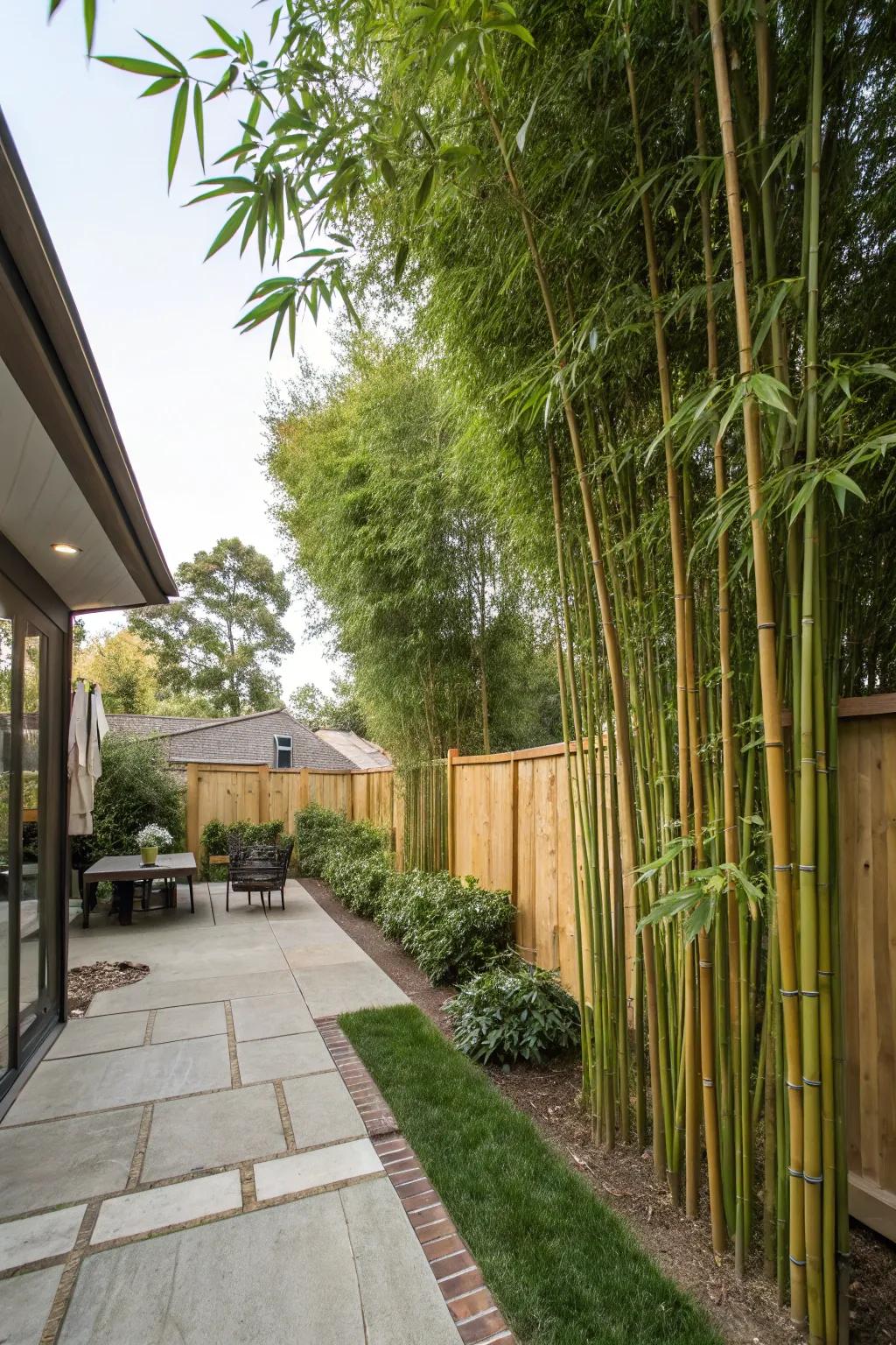 High cane plants establish a fast-growing privacy barrier.
