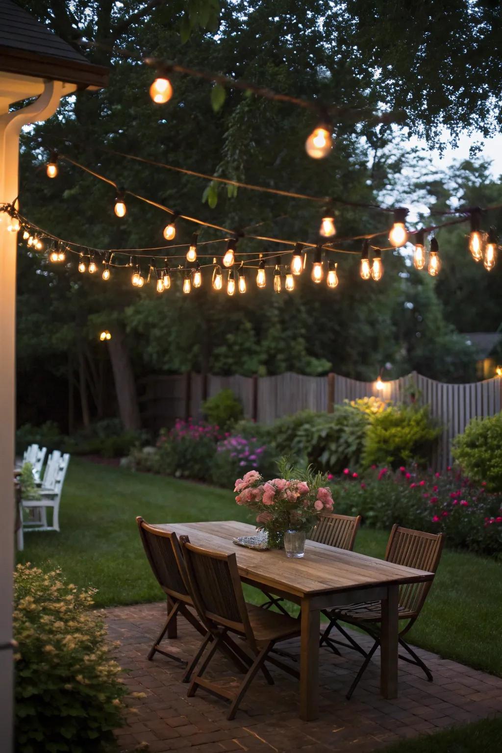 String lights can convert your backyard into an enchanting getaway.