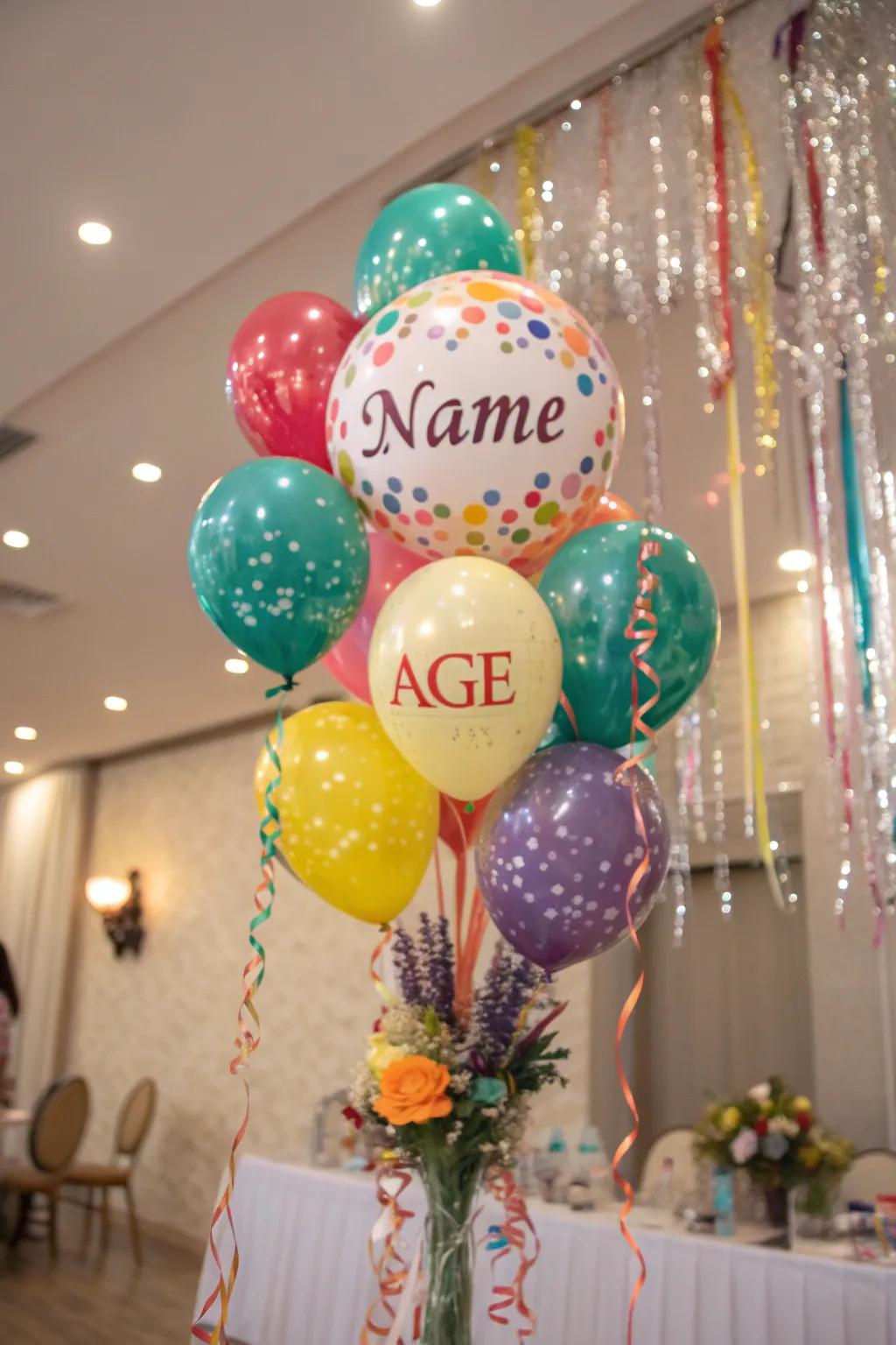 A personalized balloon display that adds a unique touch to any event.