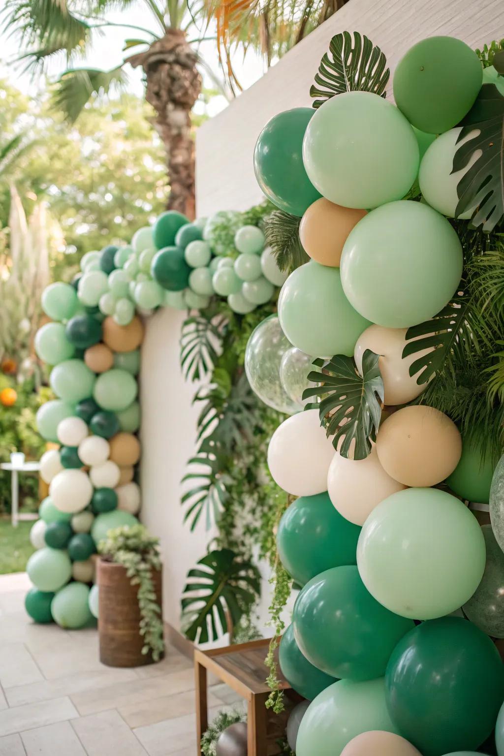 An organic-themed balloon feature invites guests to capture memorable moments.