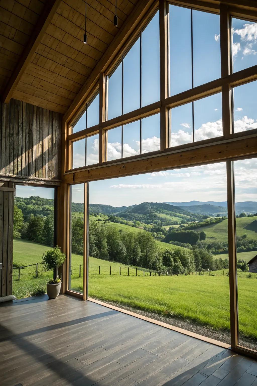 Expansive windows that brighten the room with natural light and provide amazing views.
