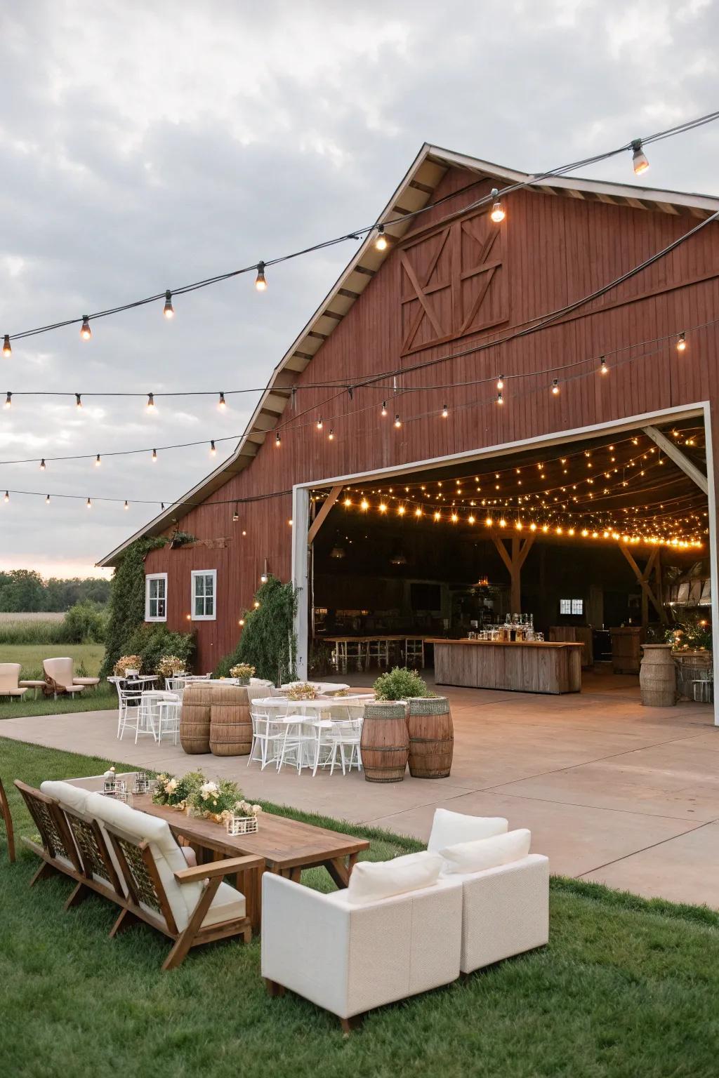 An open-air entertainment barn can become the focal point of your social gatherings.