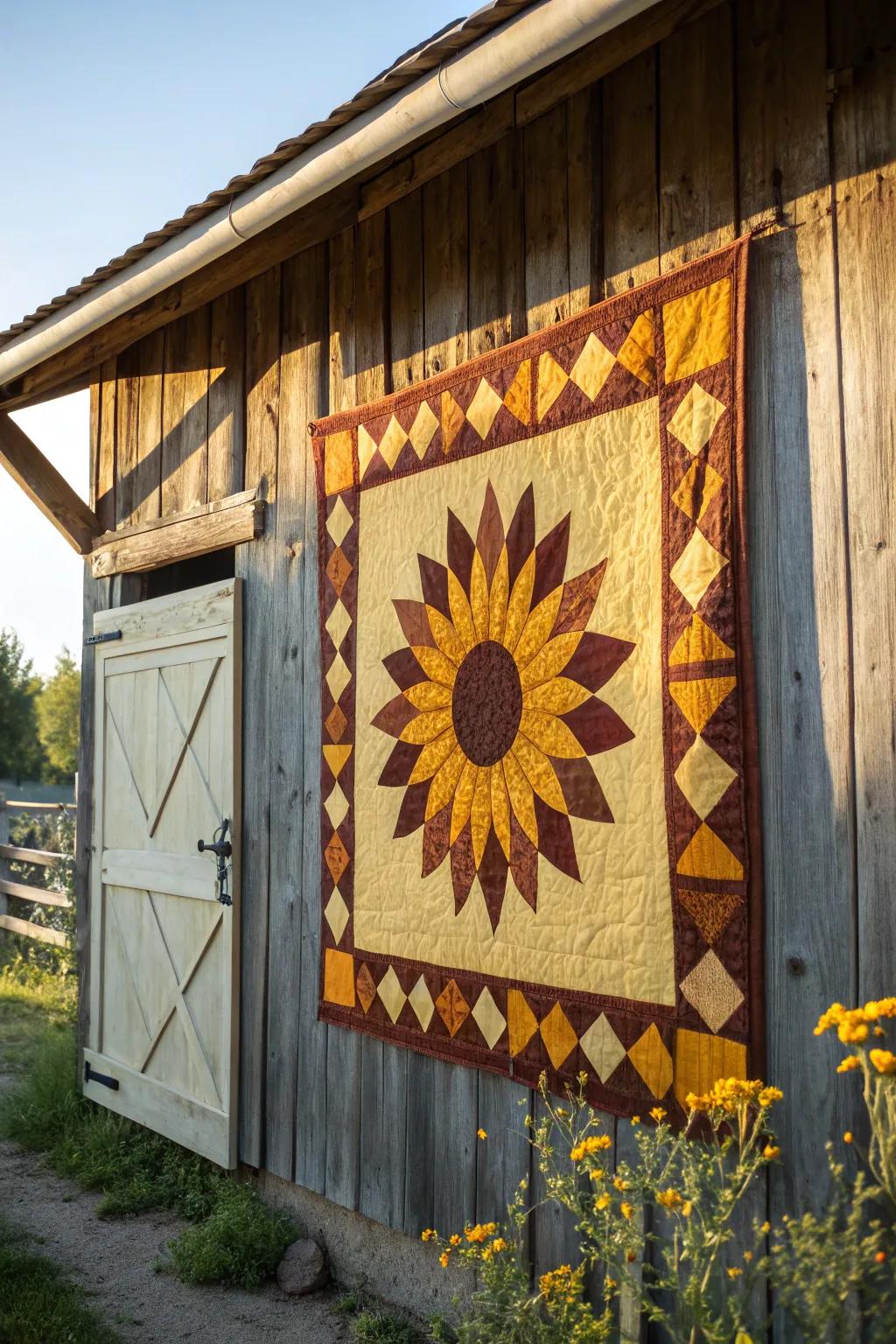 Sunflower-inspired barn quilt design.