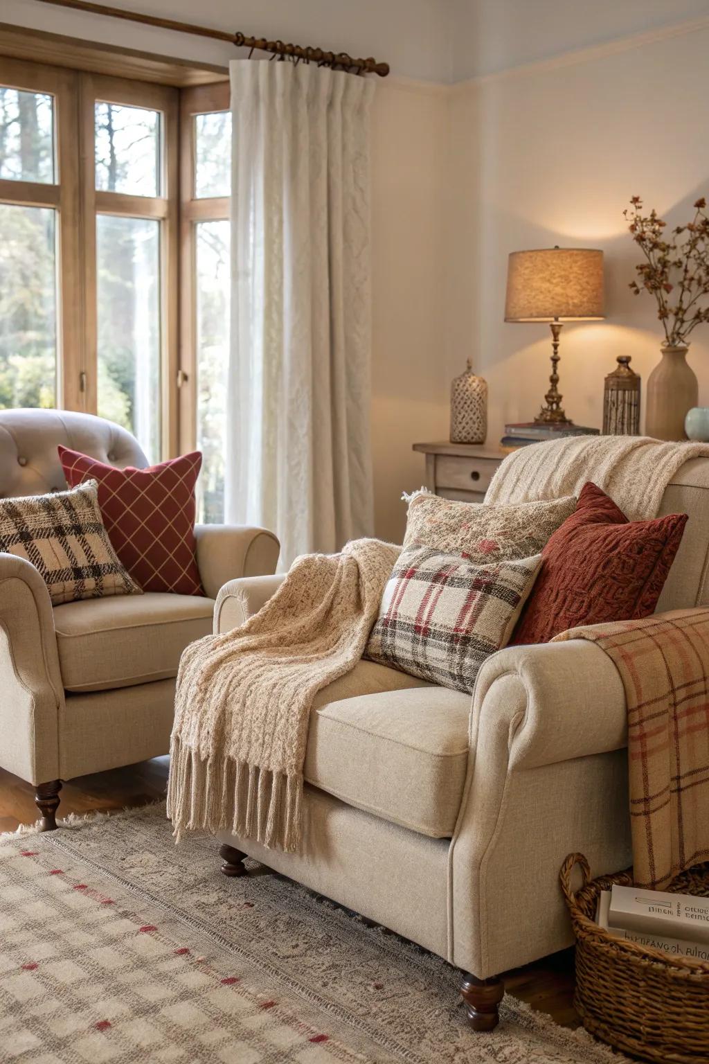 Cozy furnishings invite relaxation and warmth