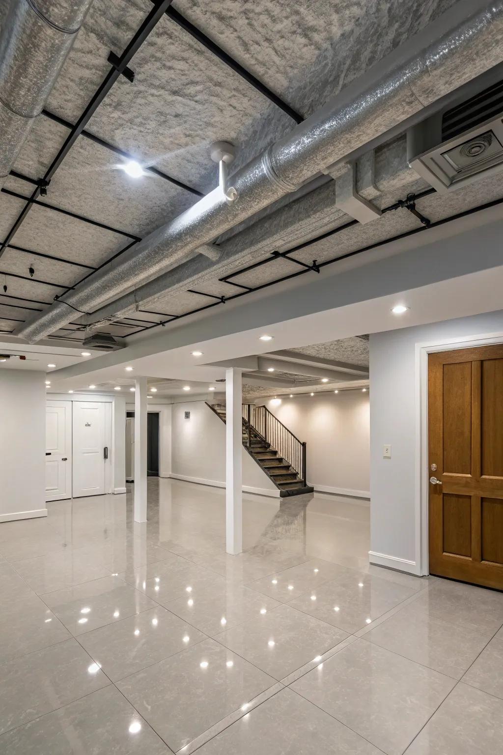 Achieve a sleek and polished look by enclosing ductwork with sheetrock.