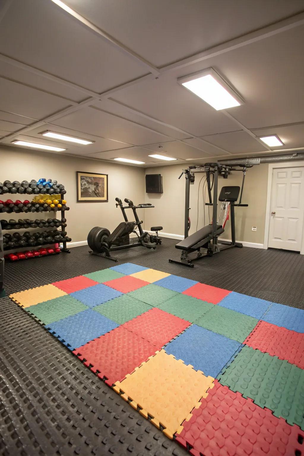 Rubber flooring is a useful option for any home gym.