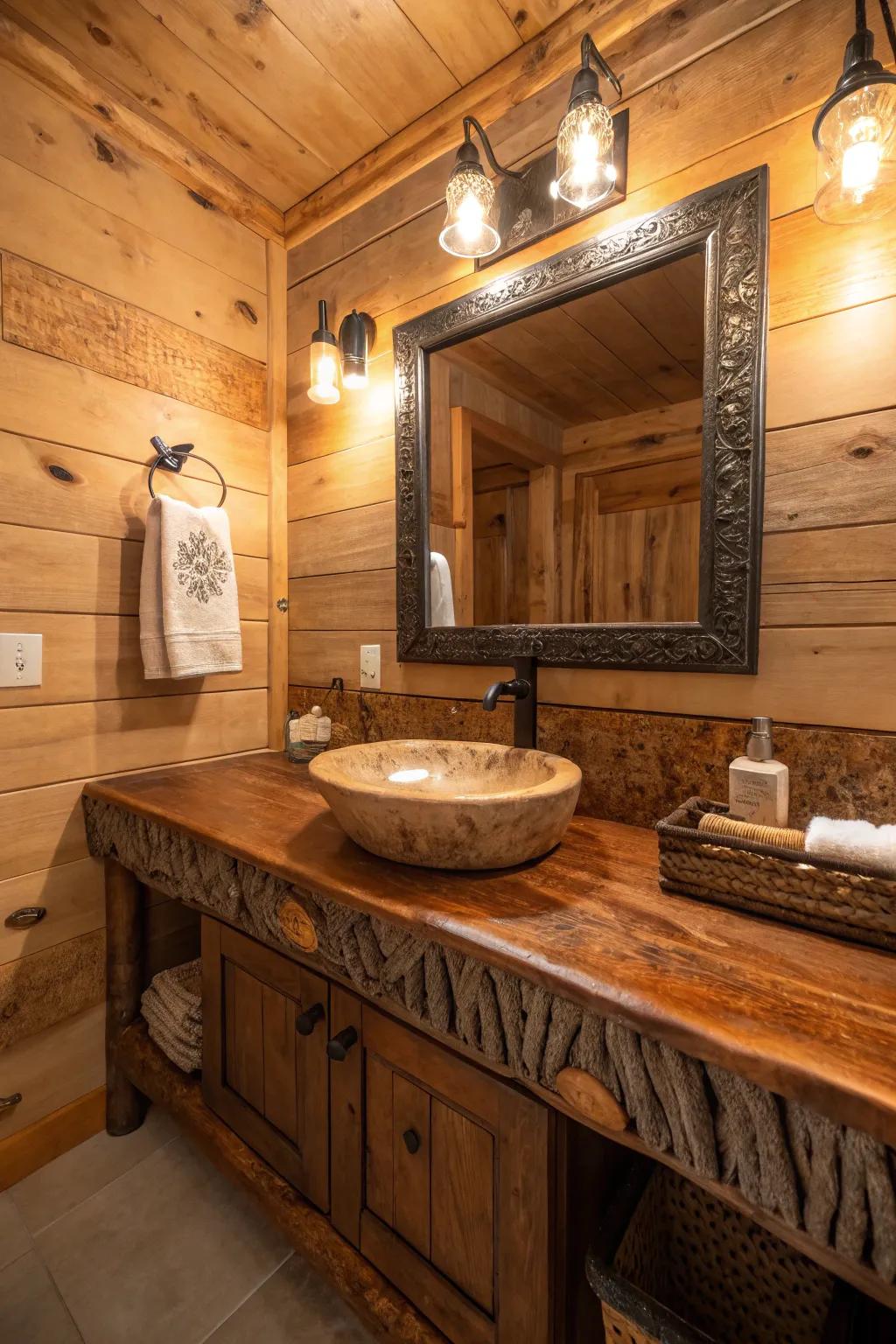 Timber countertops contribute warmth and appeal to your bathroom.