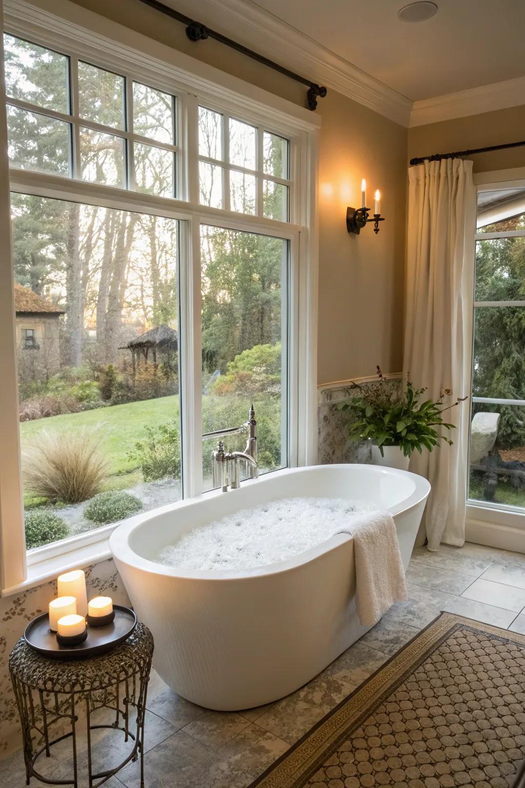 A standalone tub shifts your bathroom into a personal day spa.